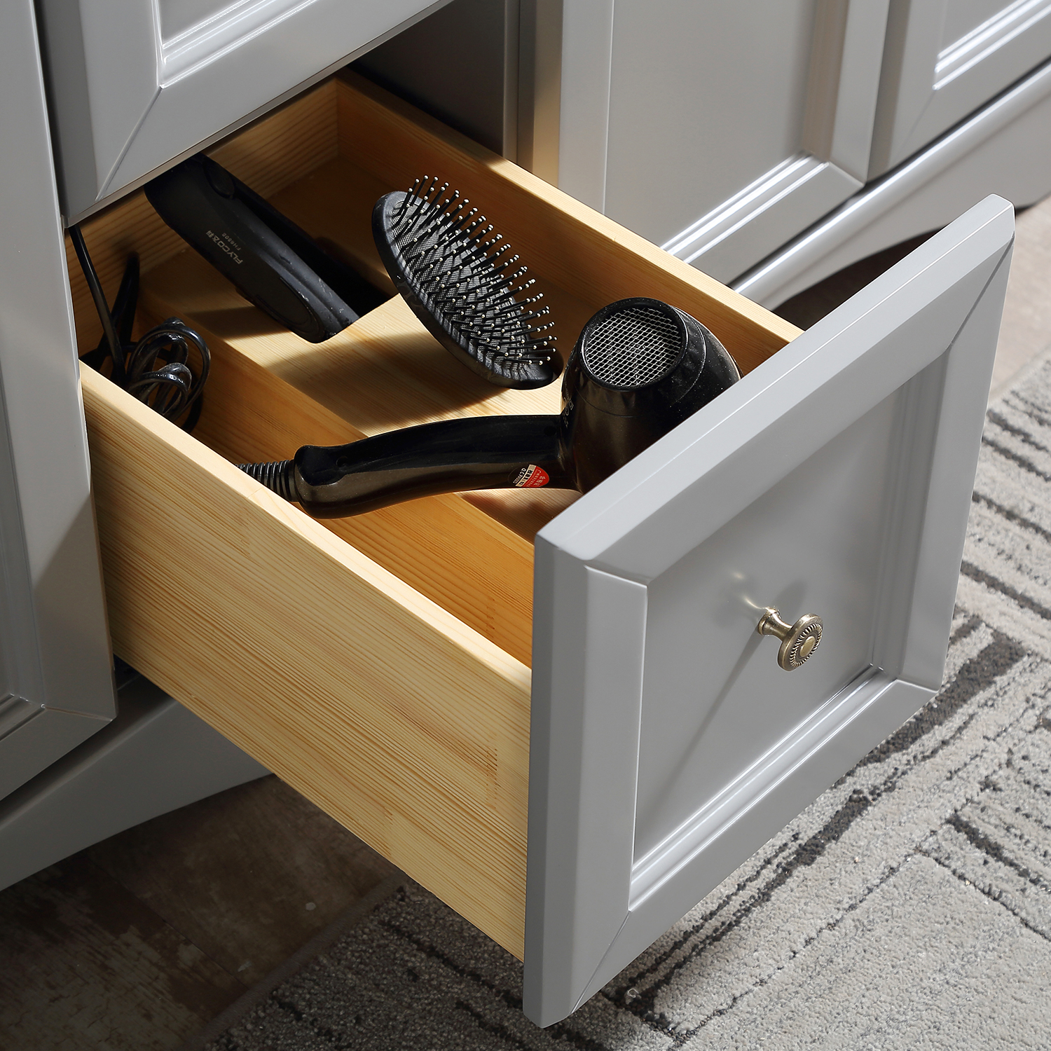 CASAINC 60" Solid Wood Bathroom Vanity with 1.2" Edge Italian Carrara Marble Countertop & Backsplash, Center Rectangular Sink, 4 Soft Closing Doors, 2 functional drawers, Grey, Matte White, Mirror, No Mirror