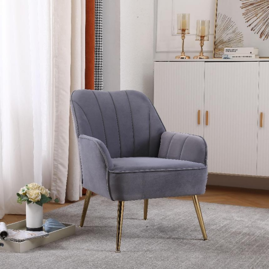 Modern Mid Century Chair velvet  Sherpa Armchair for Living Room Bedroom Office Easy Assemble