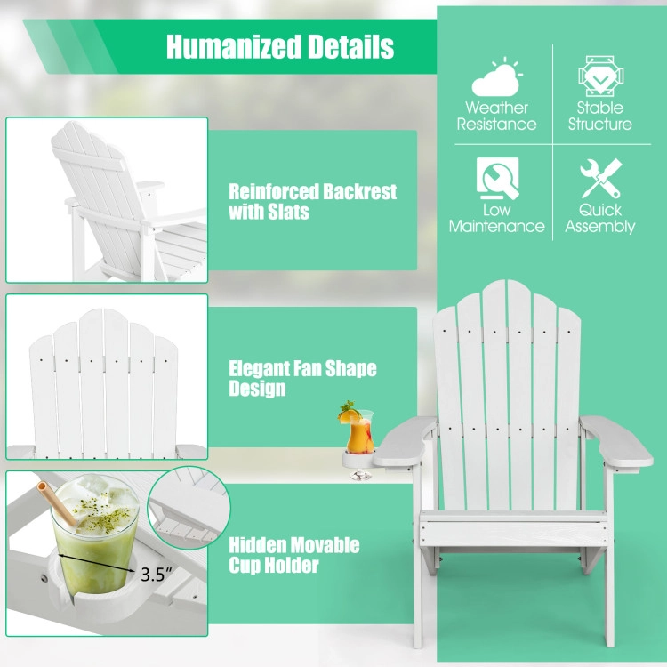 Weather Resistant HIPS Outdoor Adirondack Chair with Cup Holder