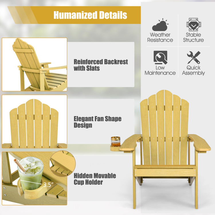 Weather Resistant HIPS Outdoor Adirondack Chair with Cup Holder