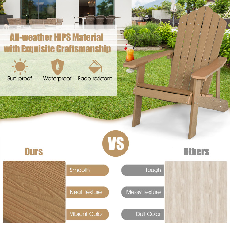 Weather Resistant HIPS Outdoor Adirondack Chair with Cup Holder