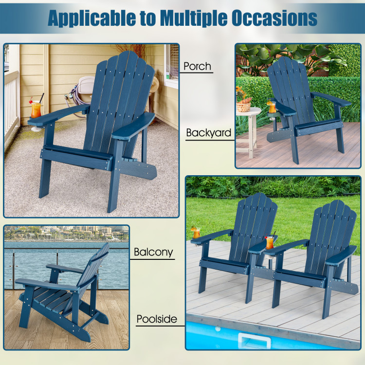 Weather Resistant HIPS Outdoor Adirondack Chair with Cup Holder