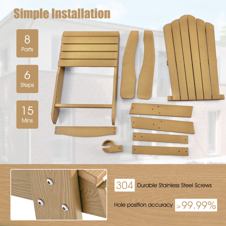 Weather Resistant HIPS Outdoor Adirondack Chair with Cup Holder
