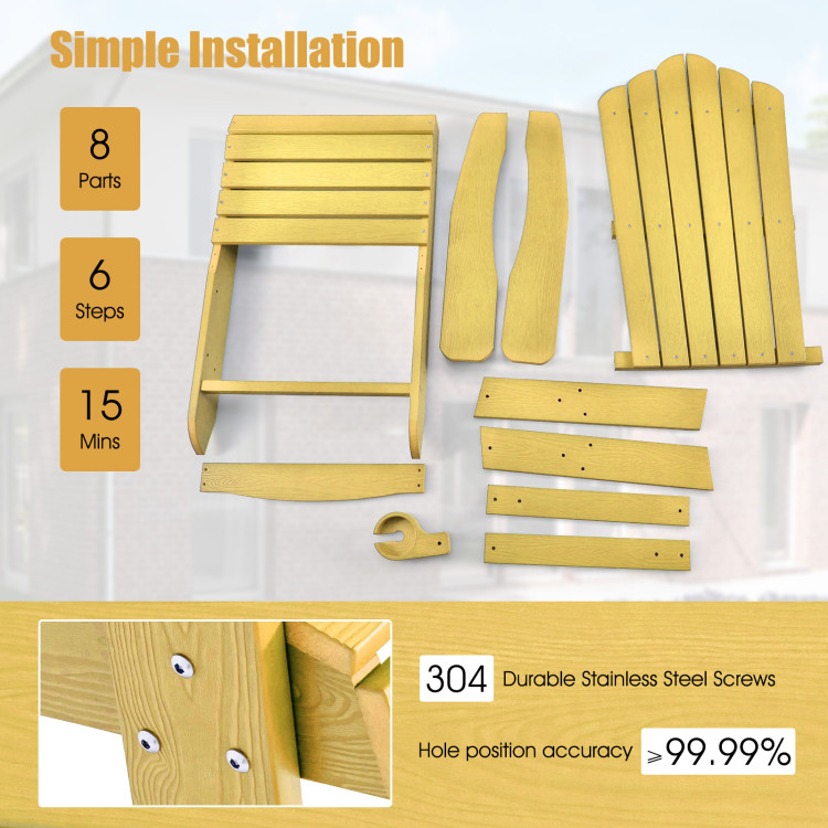 Weather Resistant HIPS Outdoor Adirondack Chair with Cup Holder