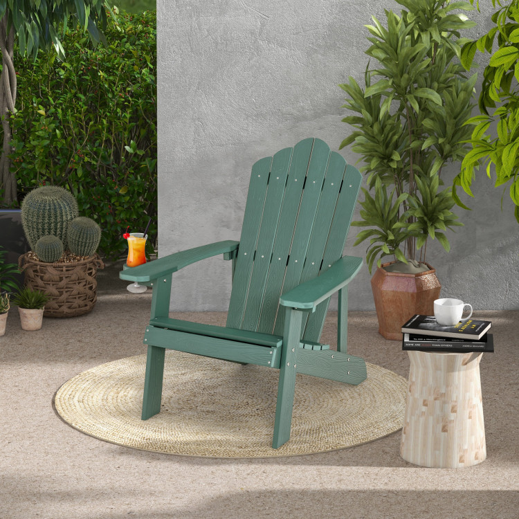 Weather Resistant HIPS Outdoor Adirondack Chair with Cup Holder