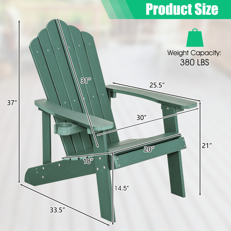Weather Resistant HIPS Outdoor Adirondack Chair with Cup Holder