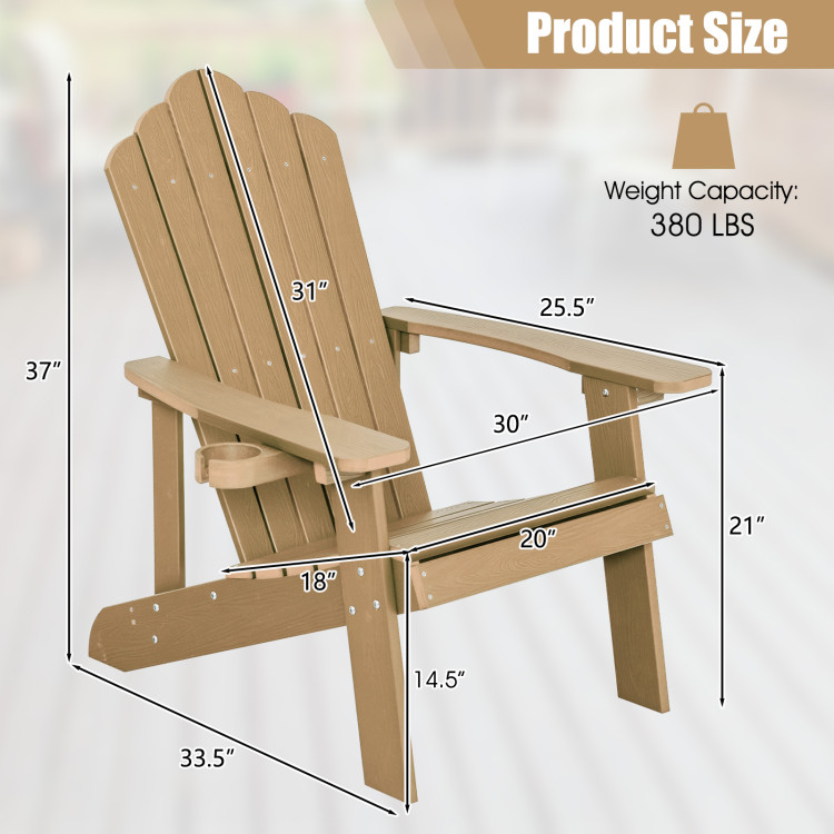 Weather Resistant HIPS Outdoor Adirondack Chair with Cup Holder