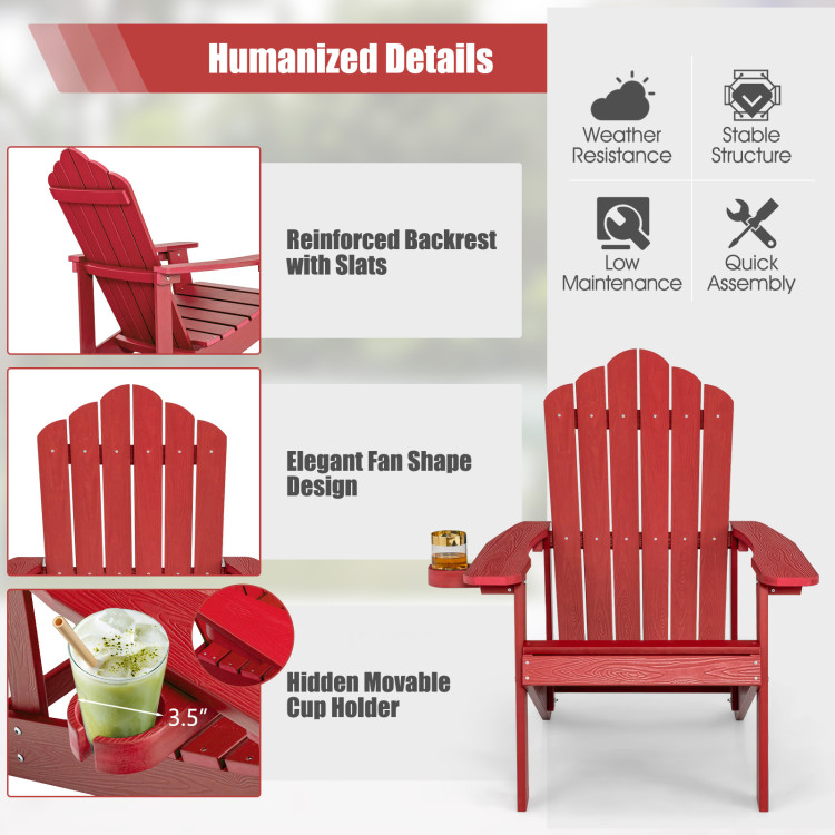 Weather Resistant HIPS Outdoor Adirondack Chair with Cup Holder