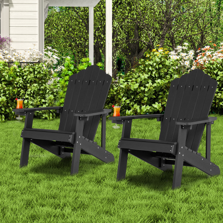 Weather Resistant HIPS Outdoor Adirondack Chair with Cup Holder