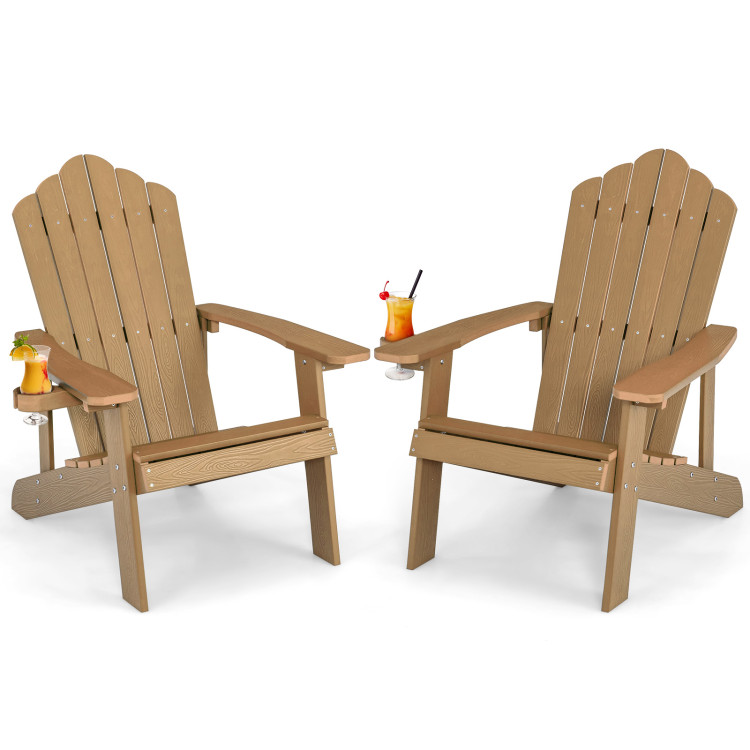 Weather Resistant HIPS Outdoor Adirondack Chair with Cup Holder
