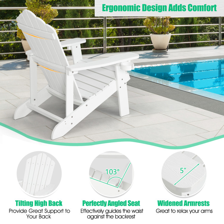 Weather Resistant HIPS Outdoor Adirondack Chair with Cup Holder