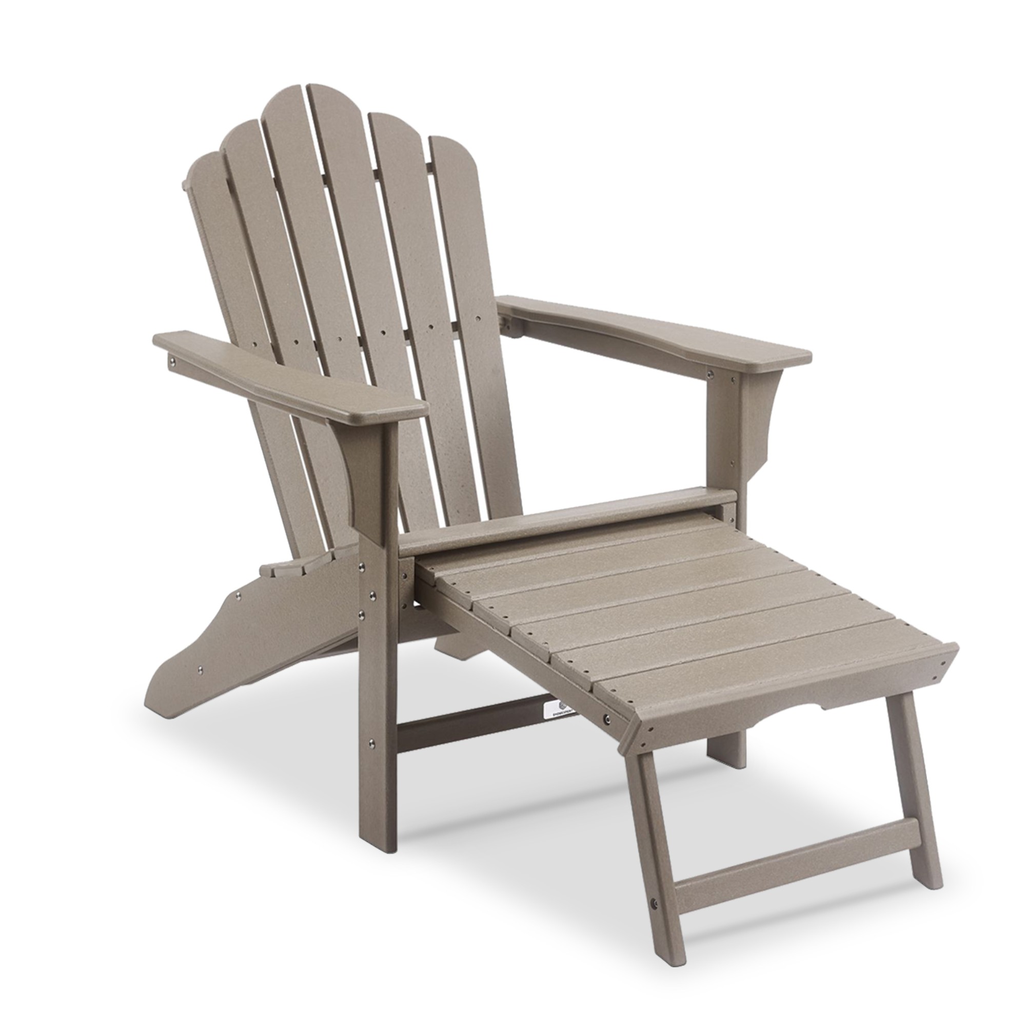 HDPE Classic Outdoor Adirondack Chair With Footrest, Weather Resistant Accent Furniture