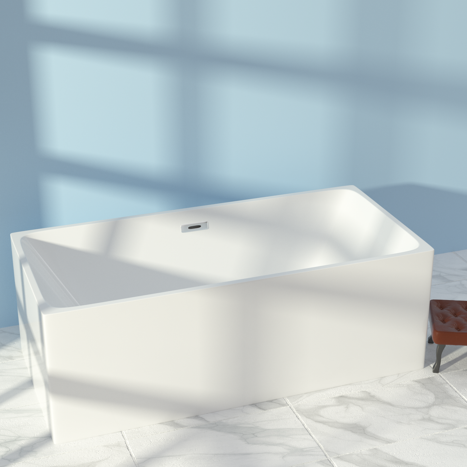 Freestanding Bathtub with Polished Tub Soaker - White - 55”L x 23"H x 16"D(inch)-CASAINC
