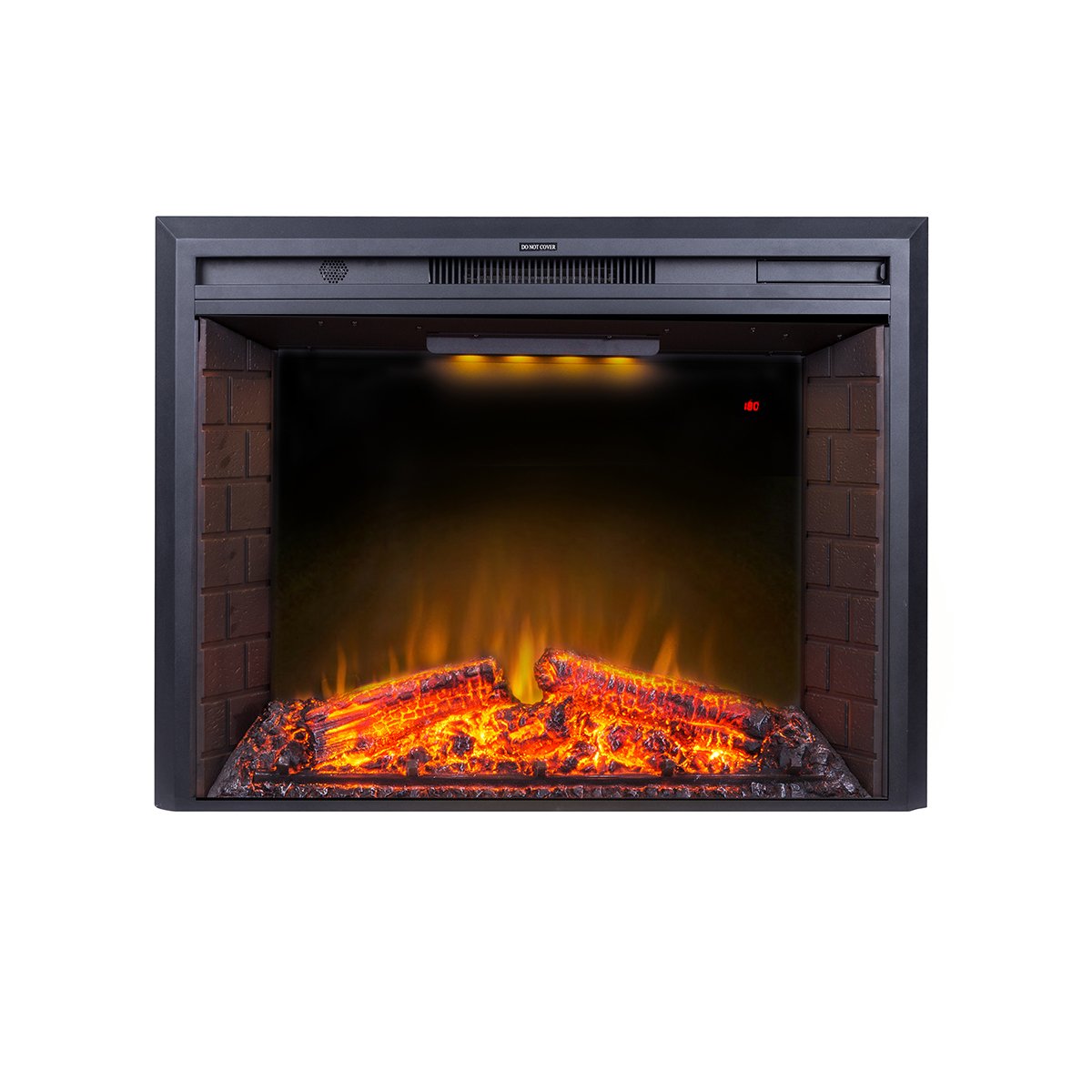 33 Inches Electric Fireplace Insert, Fireplace Heater with Overheating Protection, Black-CASAINC