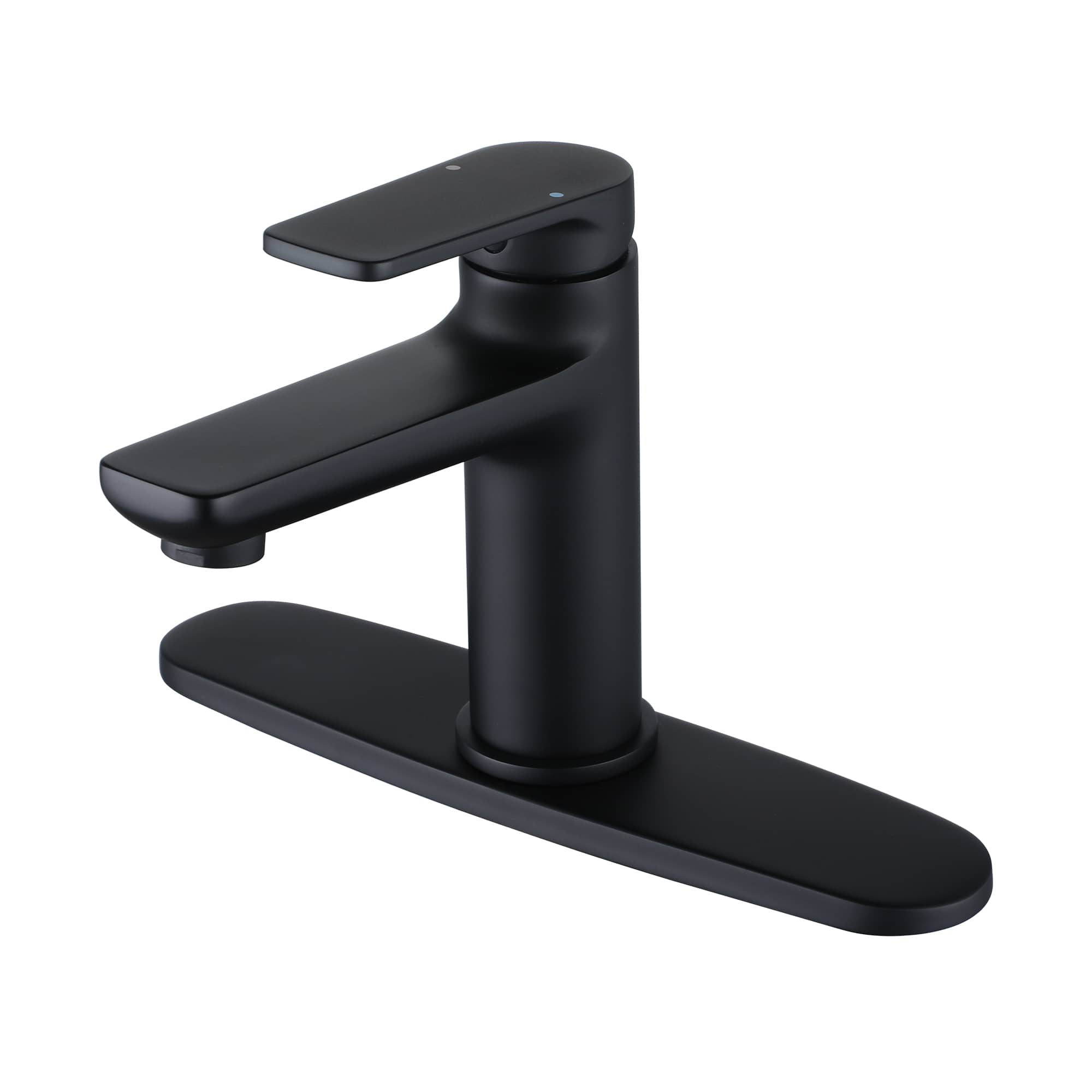 Casainc Matte Black 6.61-in 1-Handle Single Hole Watersense Labelled Bathroom Sink Faucet with Deck Plate