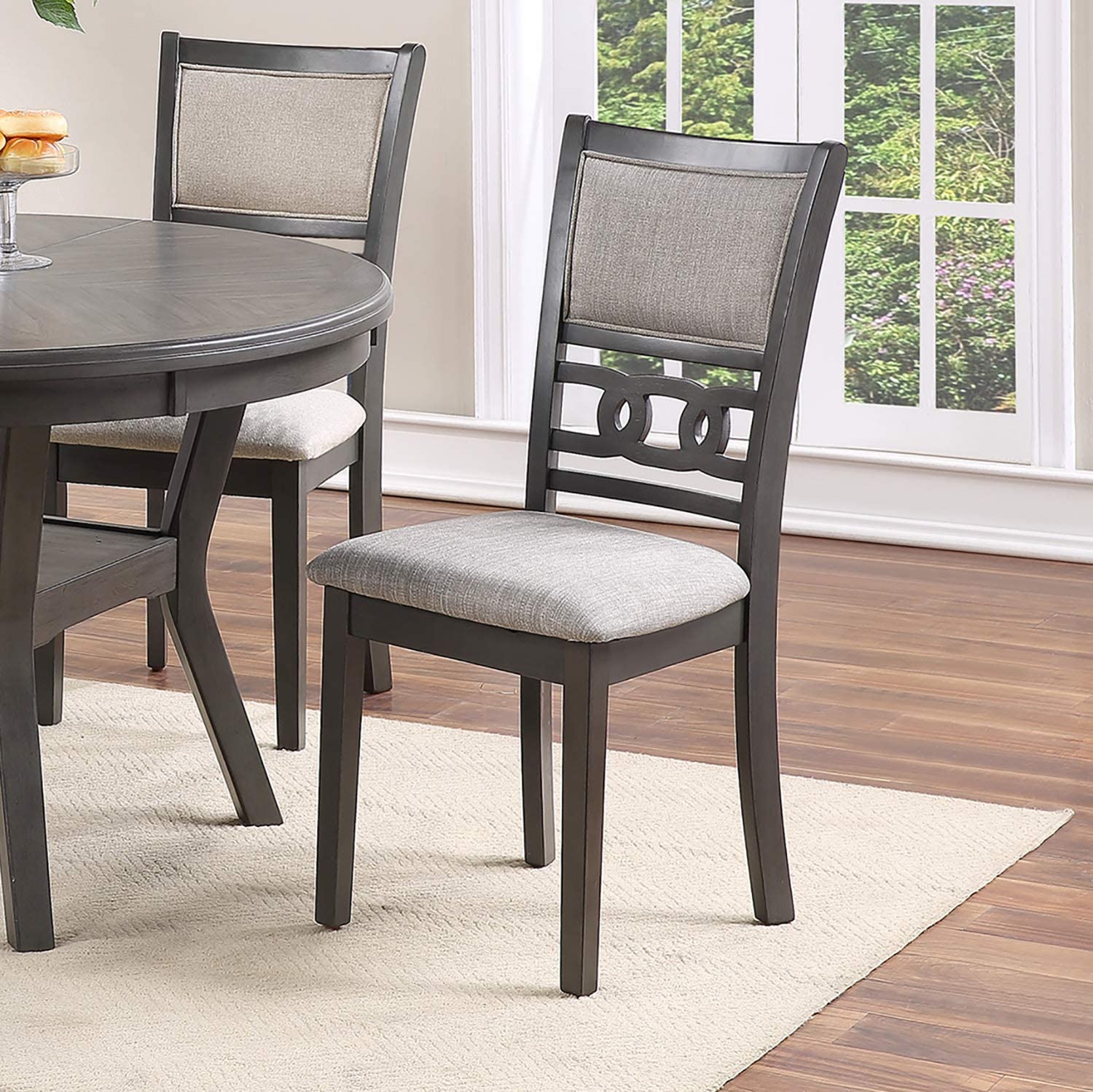 Dining Room Furniture Grey Finish Set of 2 Side Chairs Cushion Seats