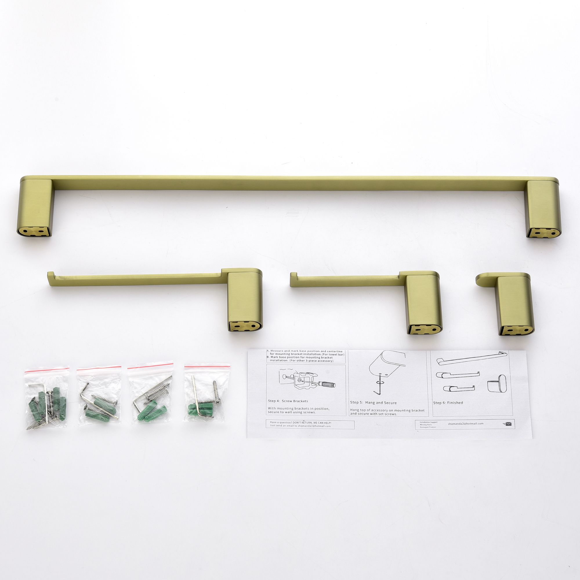 Casainc 4 - Piece Modern Bathroom Hardware Set (Brushed Gold)-CASAINC