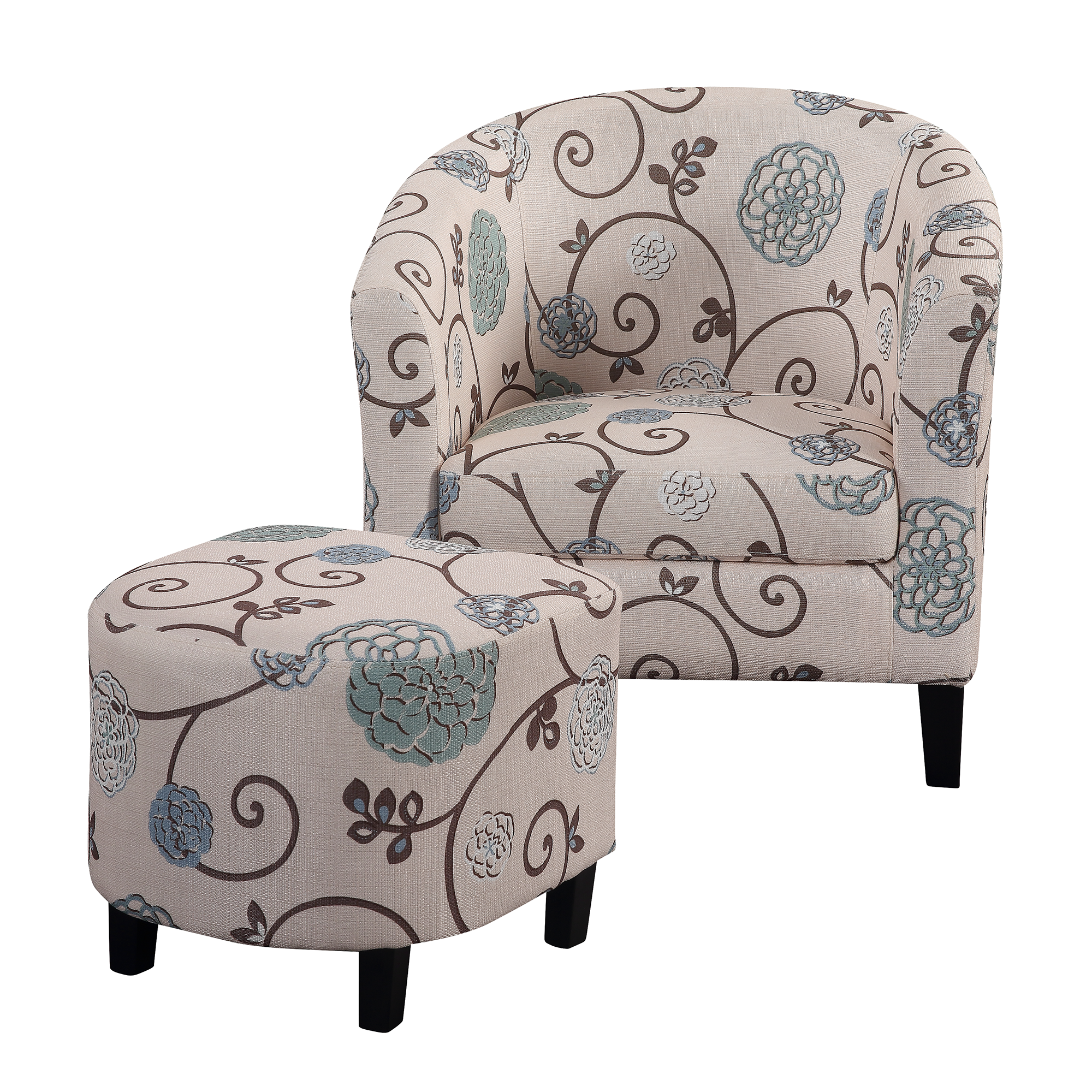 Accent Retro Living Room Chair with Ottoman-CASAINC
