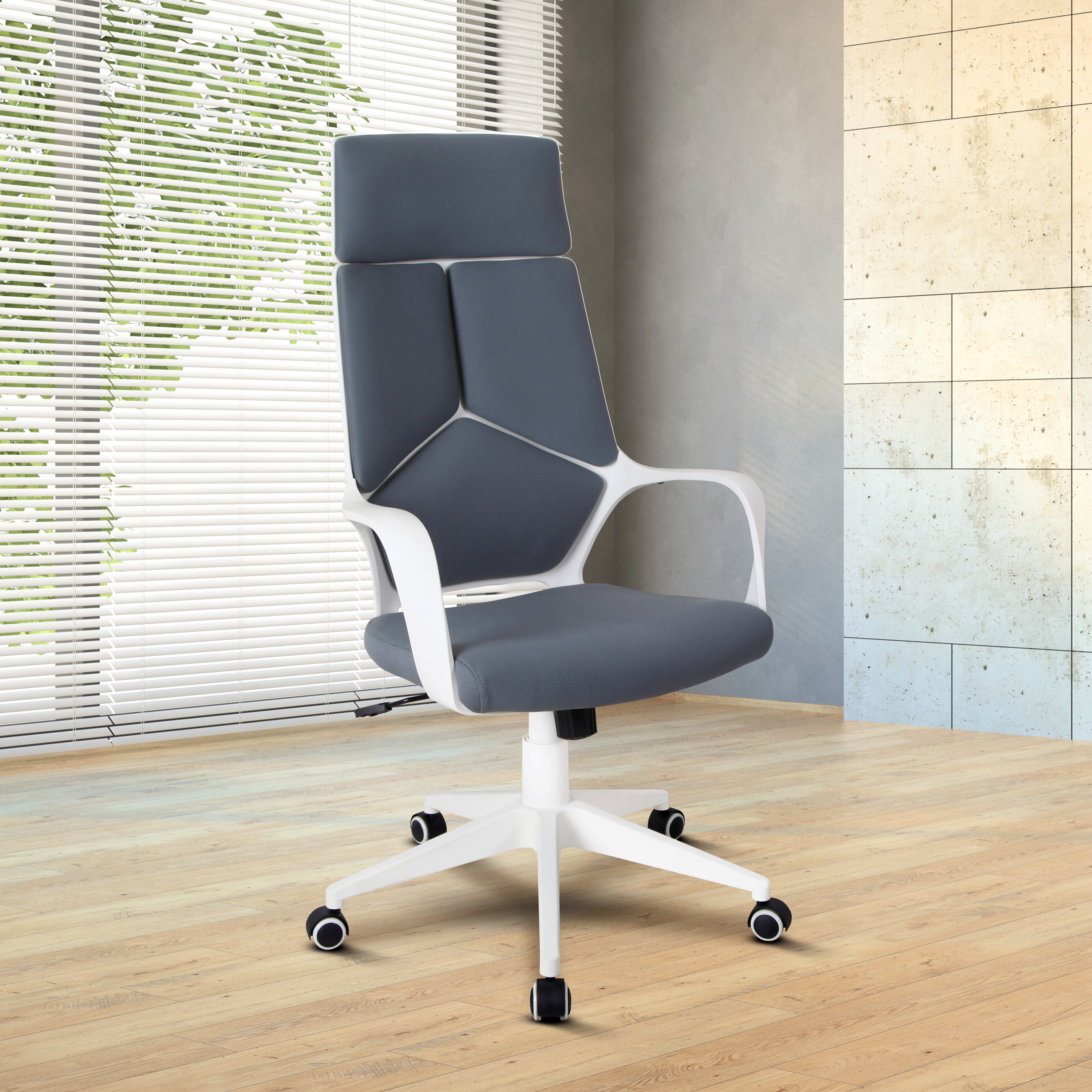 Techni Mobili Modern Studio Office Chair, Grey/White-CASAINC