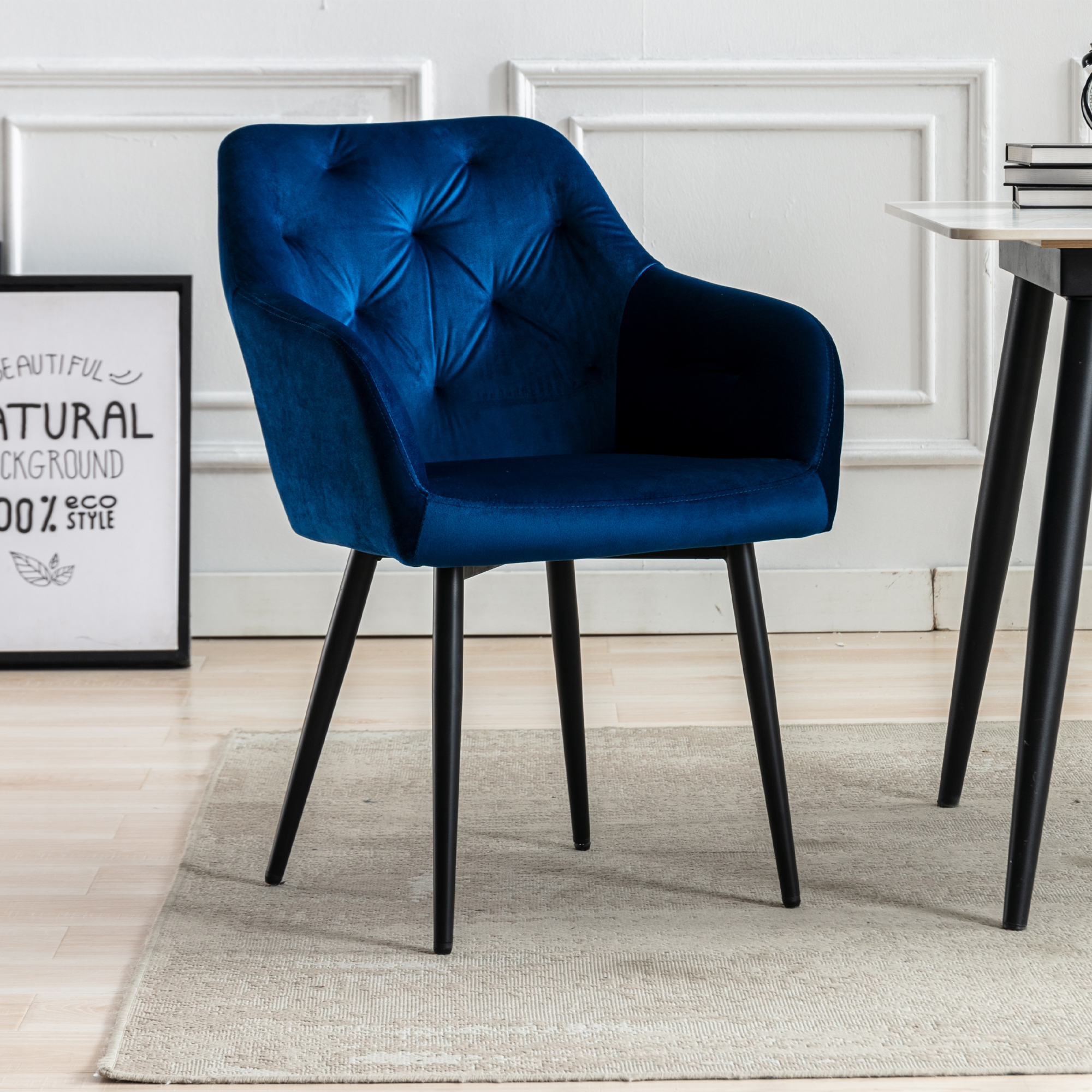 Hengming Dining Chairs, Modern Dining Room Chair Accent Chair with Metal Legs for Living Room-CASAINC