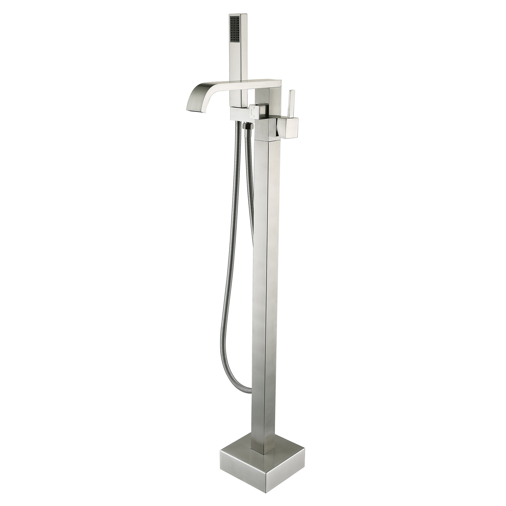 Single-Handle Floor-Mounted Bathtub Faucet High Flow Bathroom Tub Filler with Hand Shower-CASAINC