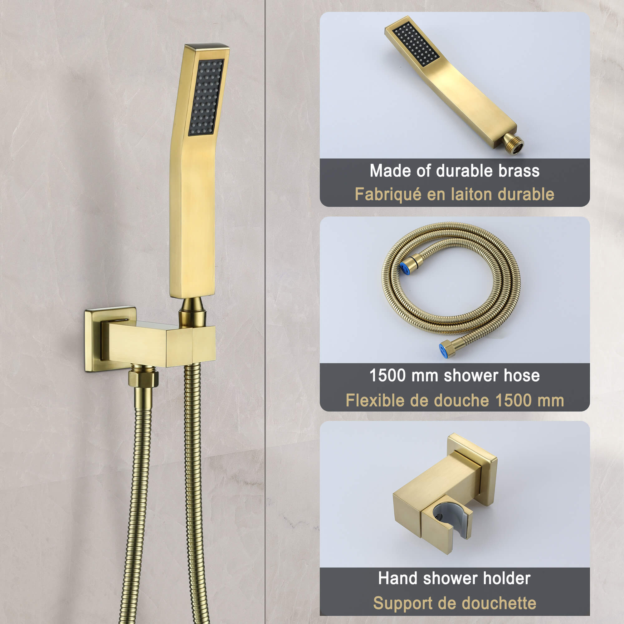 CASAINC 12 inch Wall Mounted Shower System with Bathtub Faucet and Hand Shower