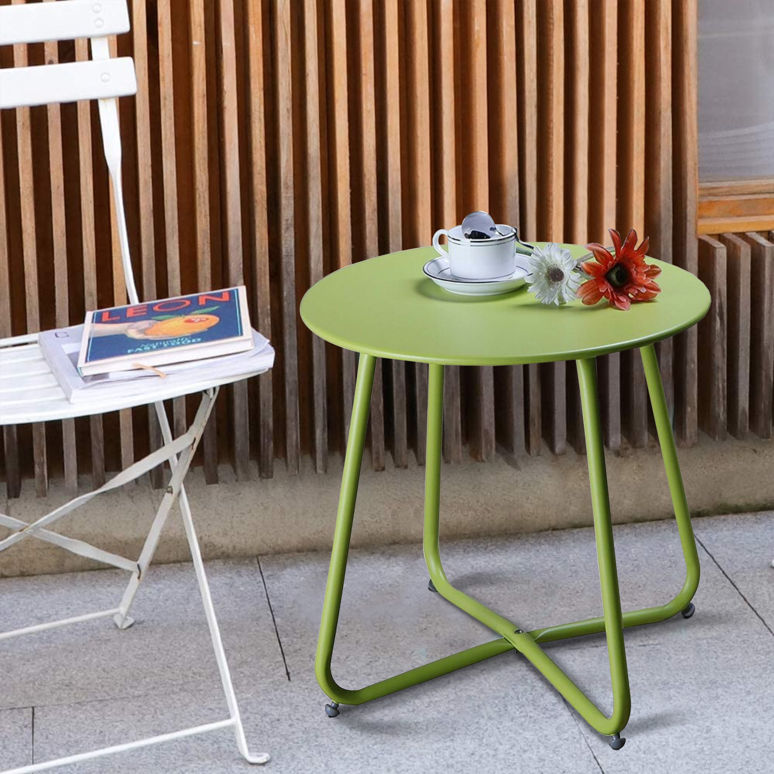 Grand Patio Steel Patio Side Table, Weather Resistant Outdoor Round End Table