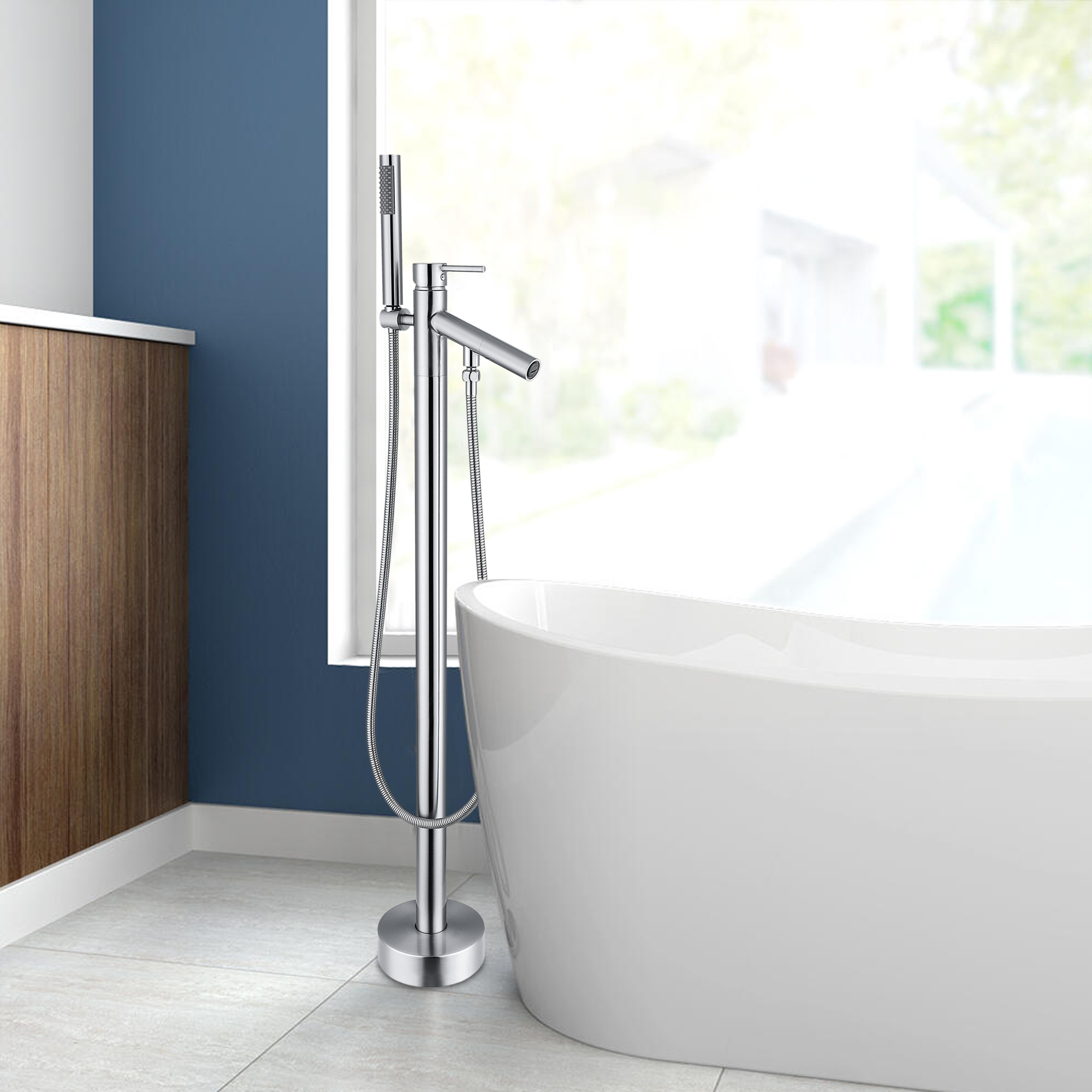 Freestanding Single-Handle Bathtub Faucet with Hand Shower-CASAINC