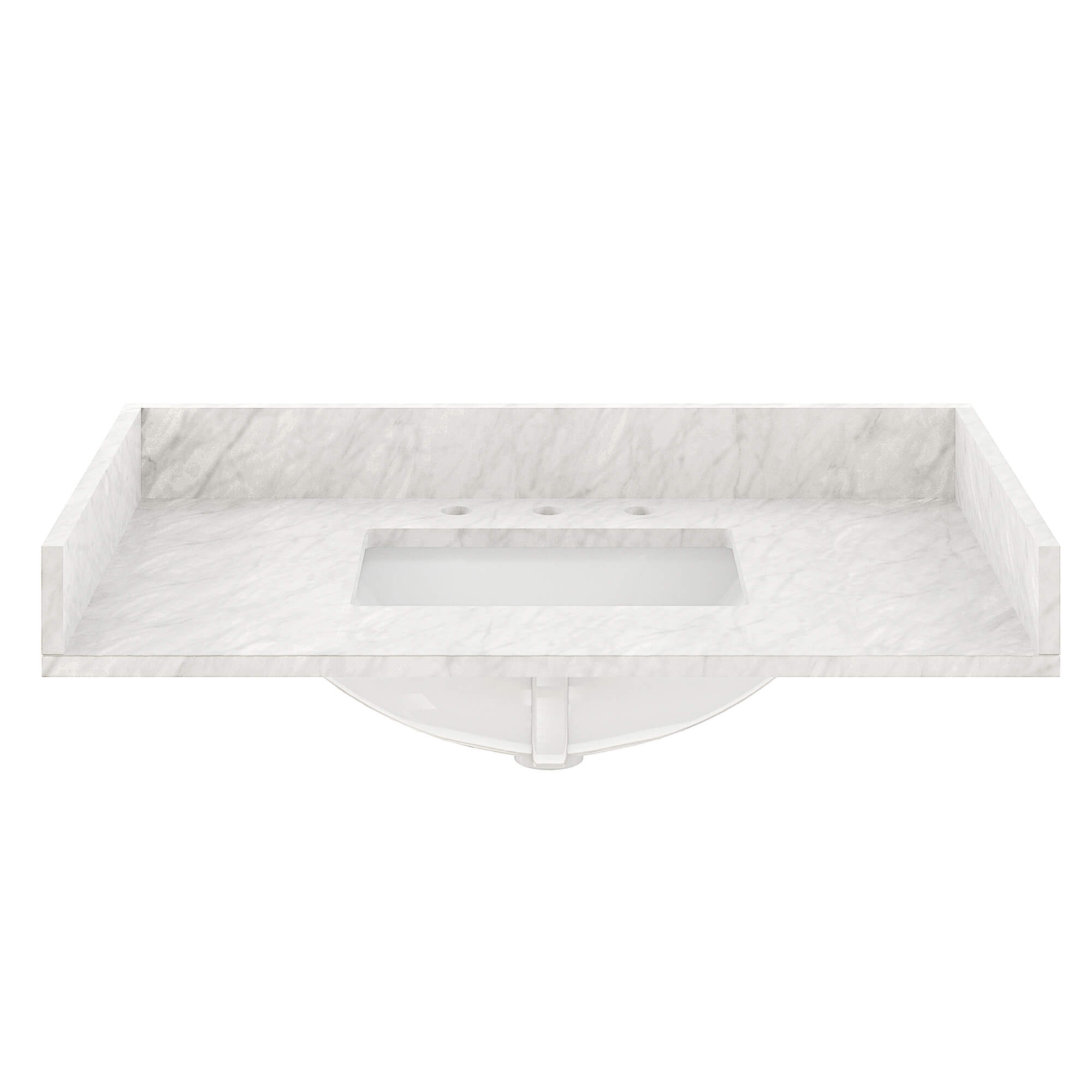 CASAINC 37" White Italian Carrara Natural Marble Single Sink Bathroom Vanity Top with Back & Side Splash