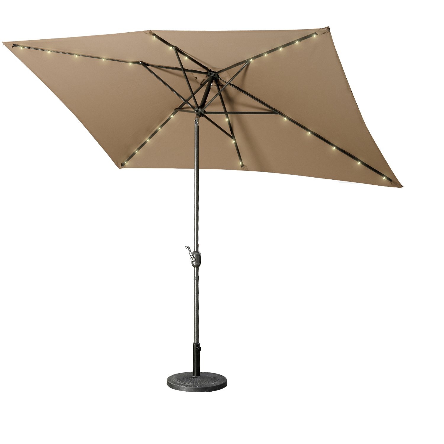 Casainc 10 ft. Aluminum LED Market Patio Umbrella in Brown-CASAINC