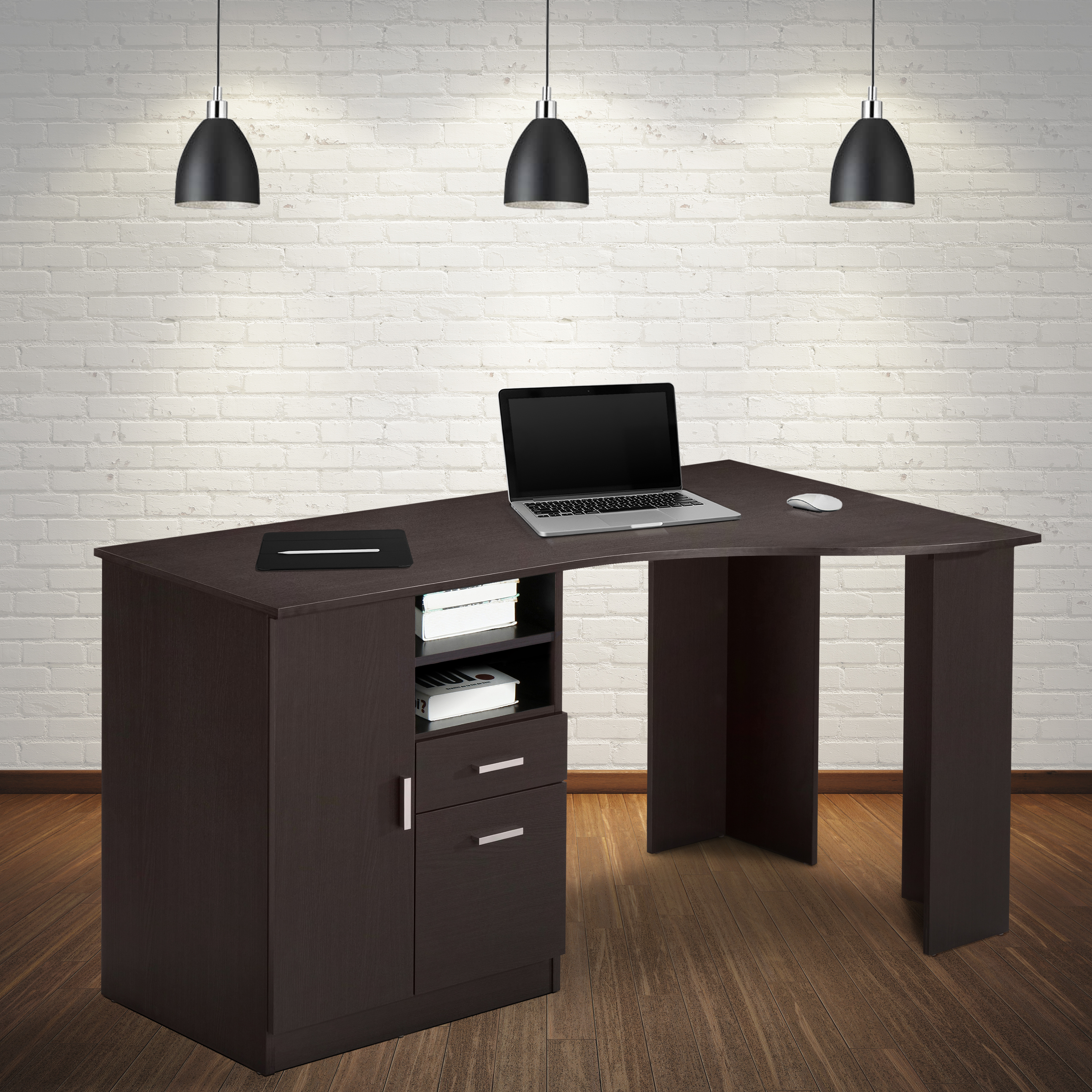 Techni Mobili Classic Office Desk with Storage, Espresso-CASAINC
