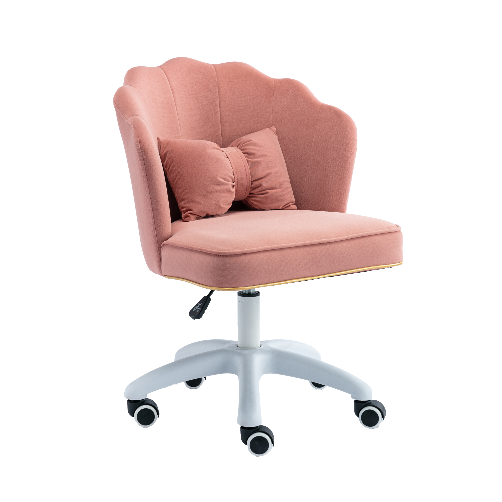Hengming Desk Chair Fabric Task Chair Home Office Chair Adjustable Swivel Rolling Vanity Chair with Wheels for Adults Teens Bedroom Study Room, Pink-CASAINC
