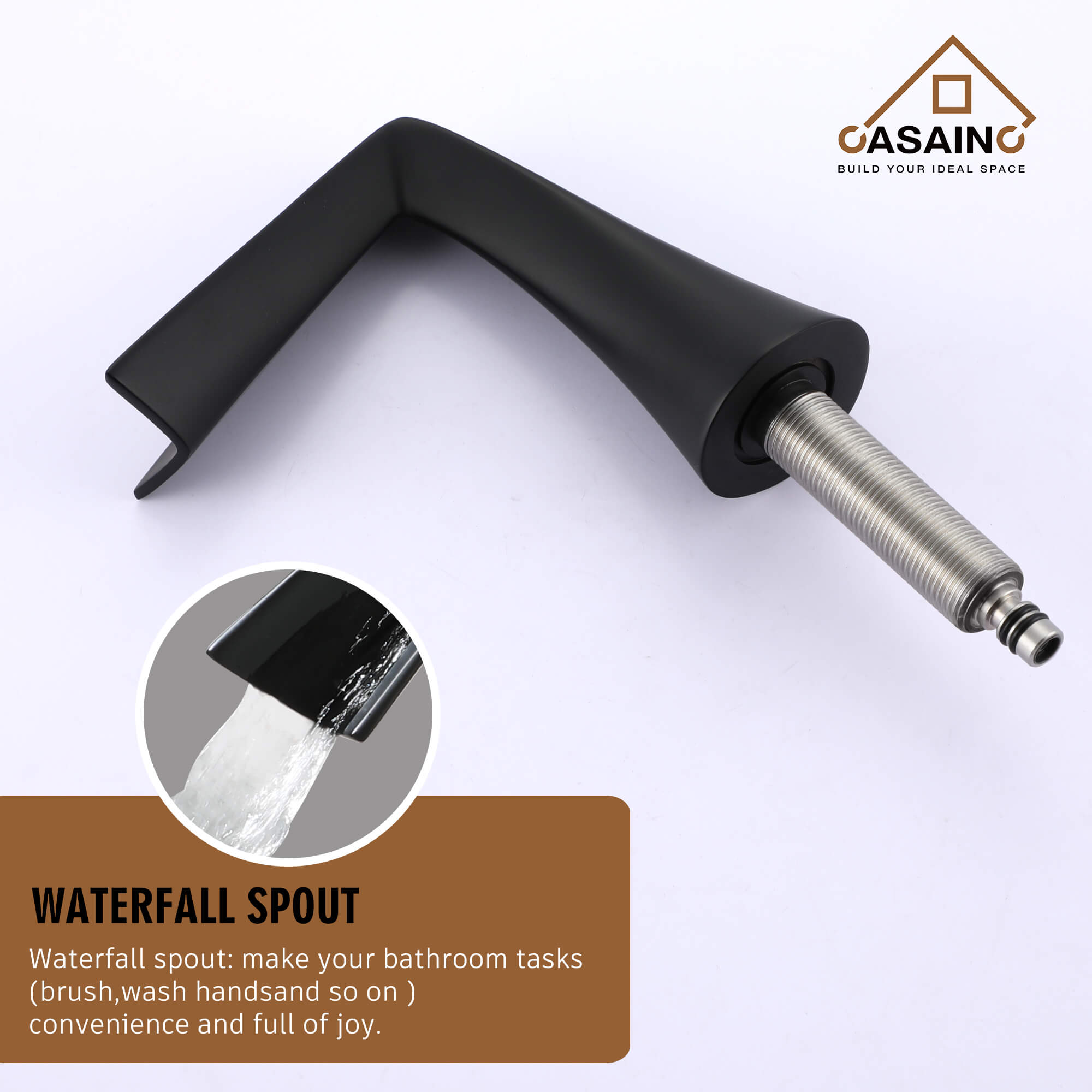 Casainc Matte Black 5.35-in 2-Handle Widespread Watersense Labelled Bathroom Sink Faucet