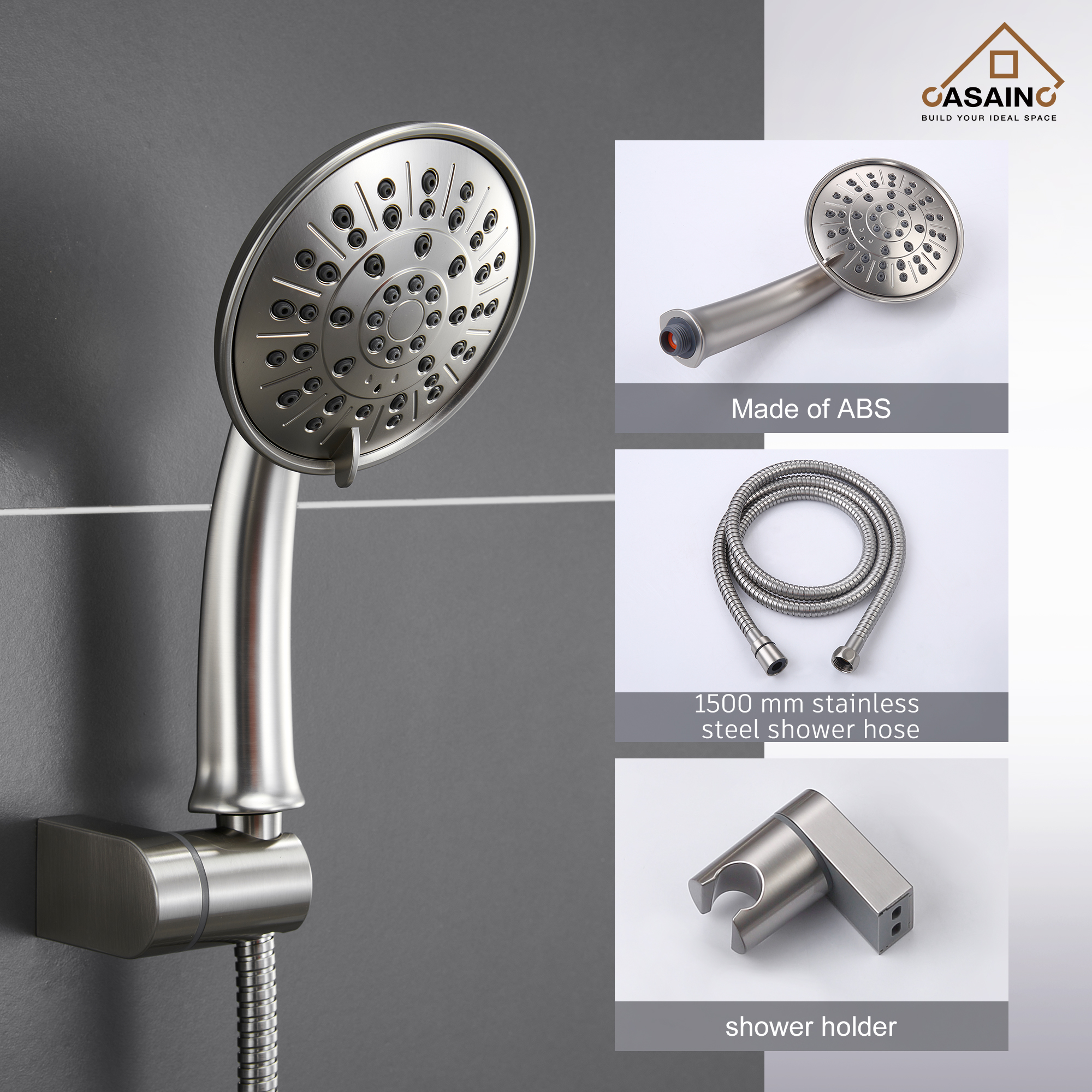 CASAINC 8.3 inch Wall-mounted rain shower faucet with pressure balanced valve