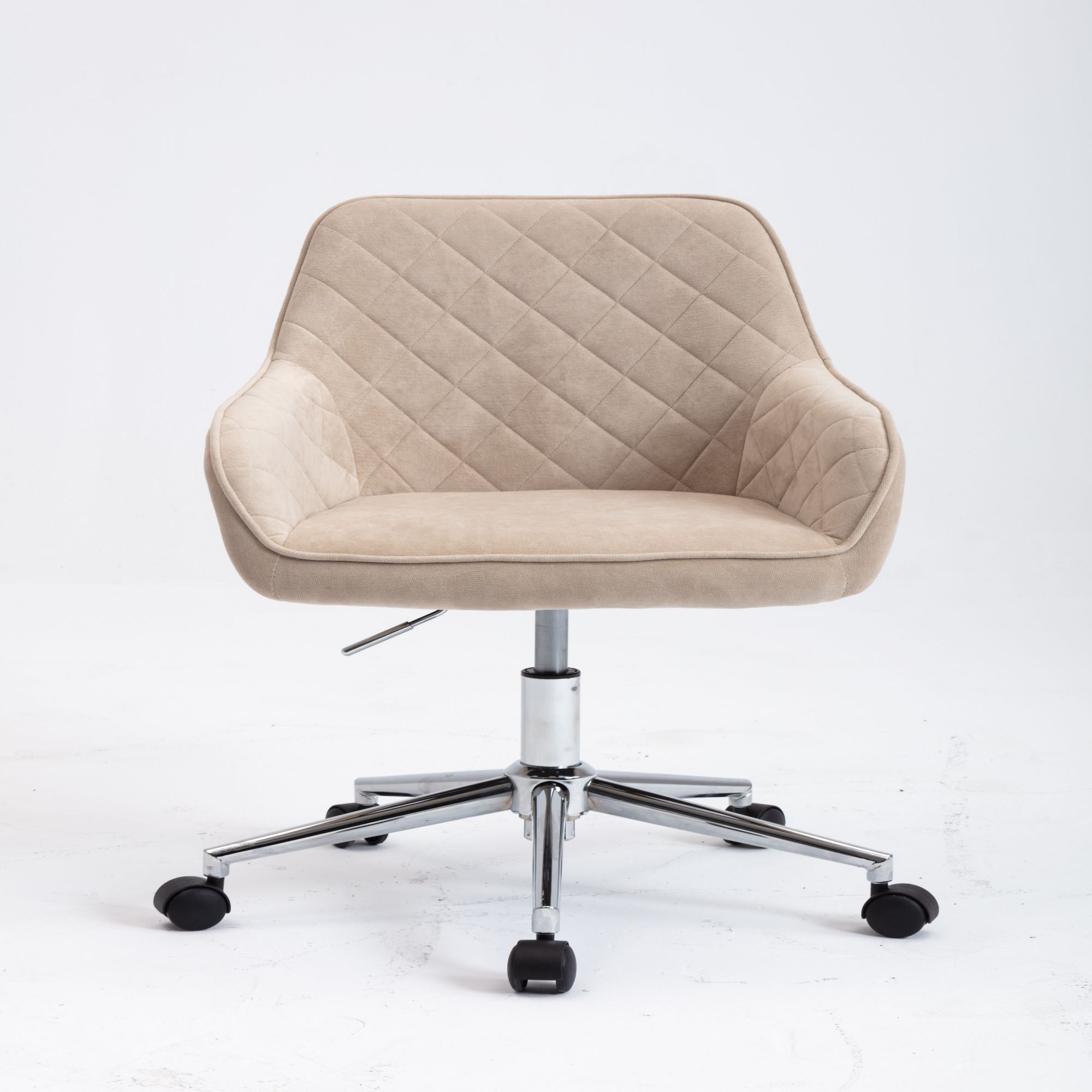 Velvet Swivel Shell Office Chair (Beige/ Pink)-CASAINC