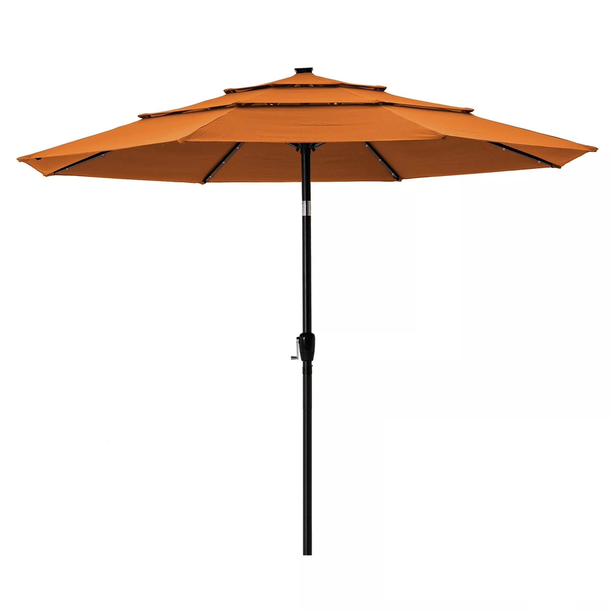 11-Ft Market Patio Umbrella with Solar 32 LED Lighted -CASAINC