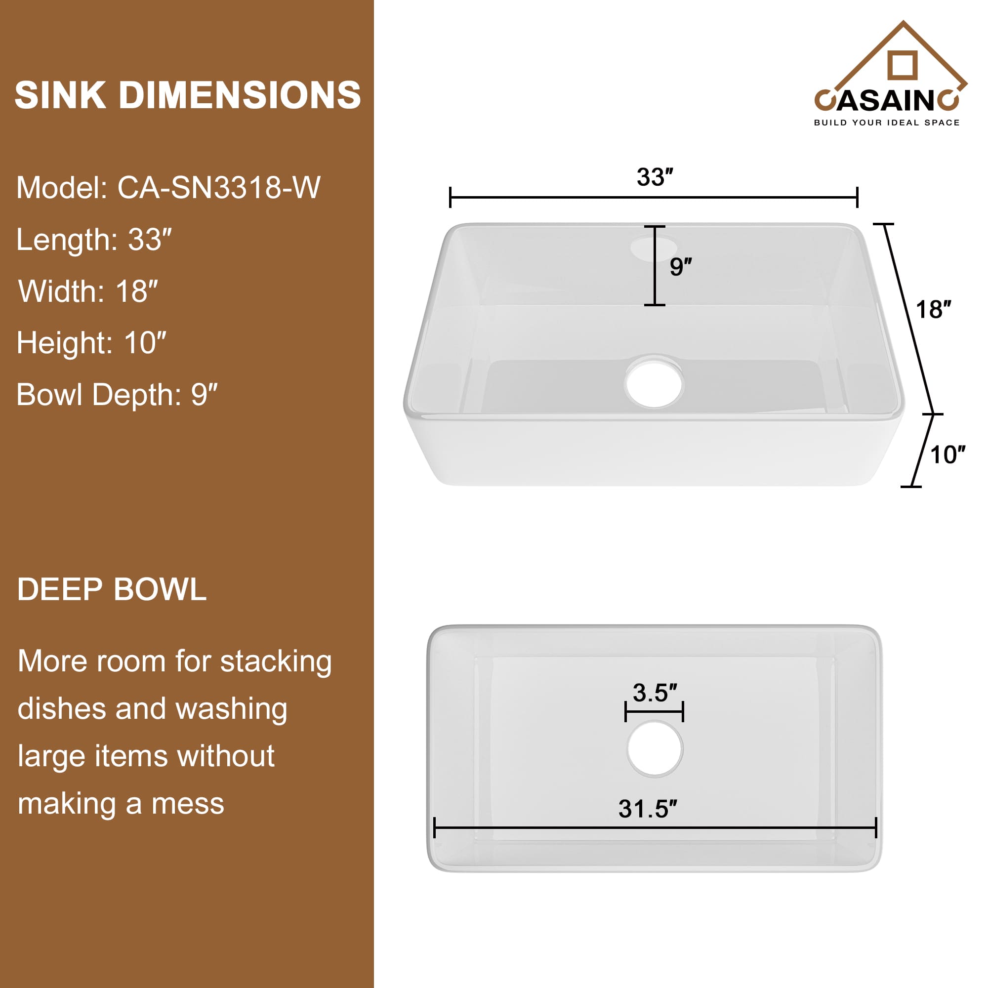 Fireclay 33 in. Single Bowl Farmhouse Apron Kitchen Sink with Bottom Grid and Strainers With cUPC Certified, in White Glossy/Matte Black