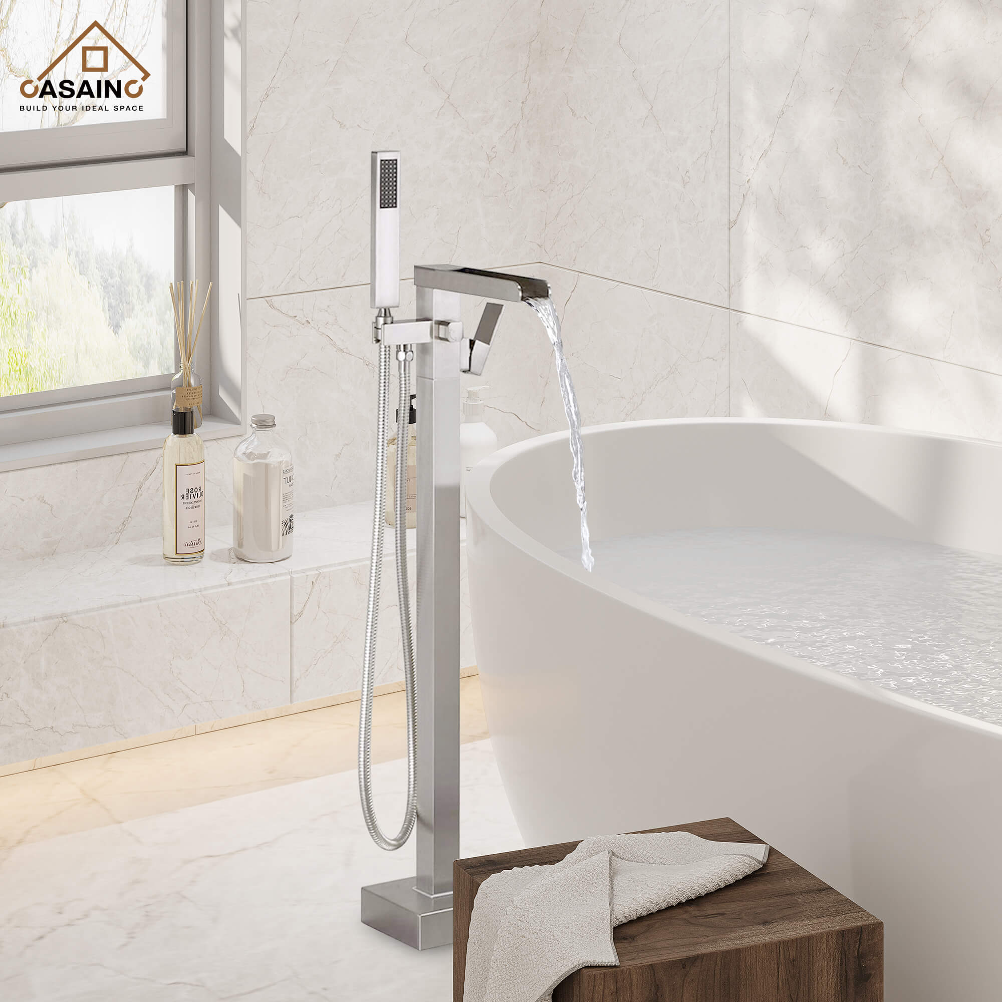 CASAINC 1-Handle Freestanding Bathtub Faucet with Hand Shower