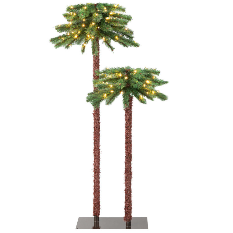 6 Feet Pre-Lit Xmas Palm Artificial Tree with 250 Warm-White LED Lights