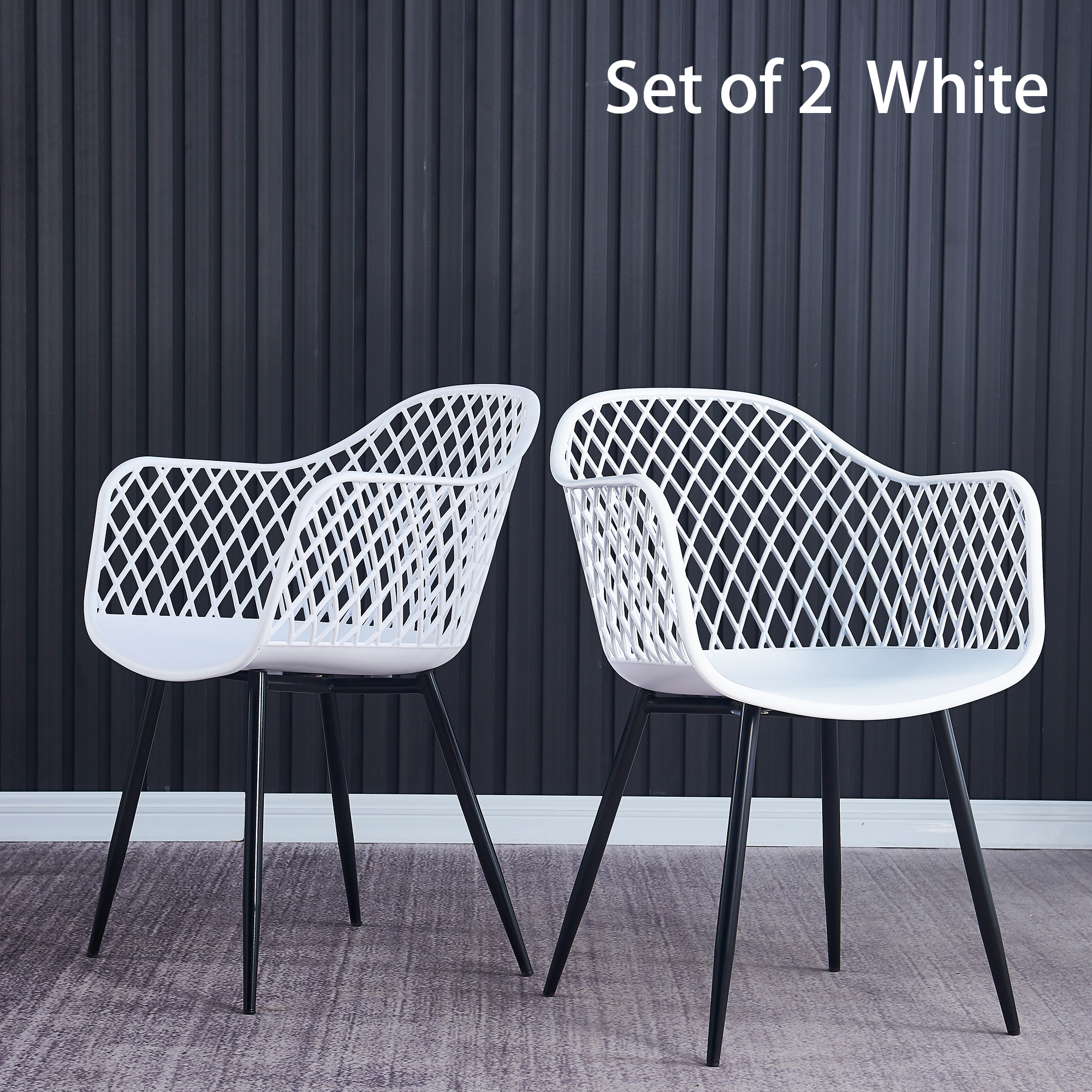 Plastic chair for dining room, outdoor chair plastic chair（set of 2 White color）-CASAINC