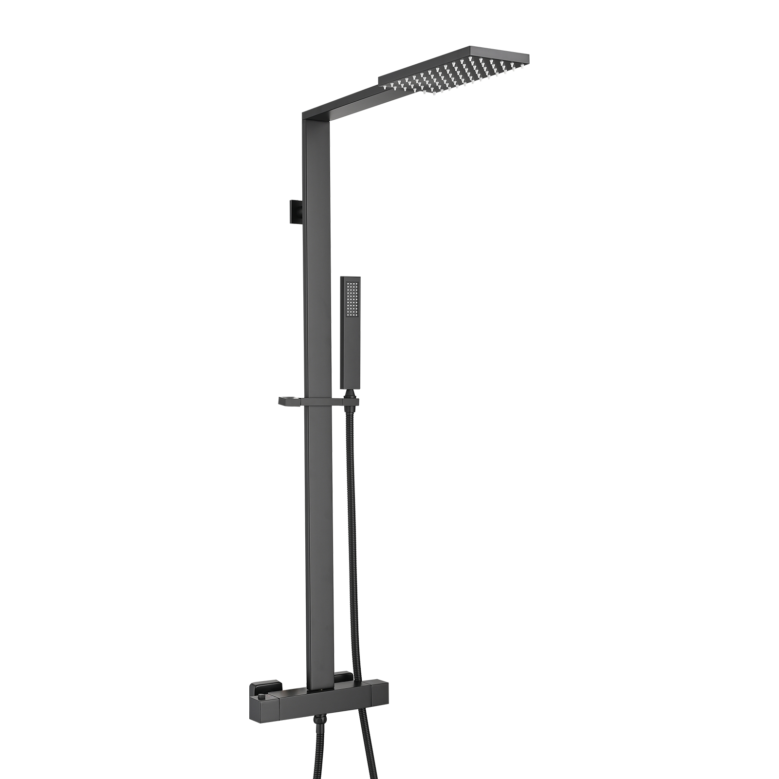 2-Function Thermostatic Complete Shower System With Rough-In Valve in Matte Black
