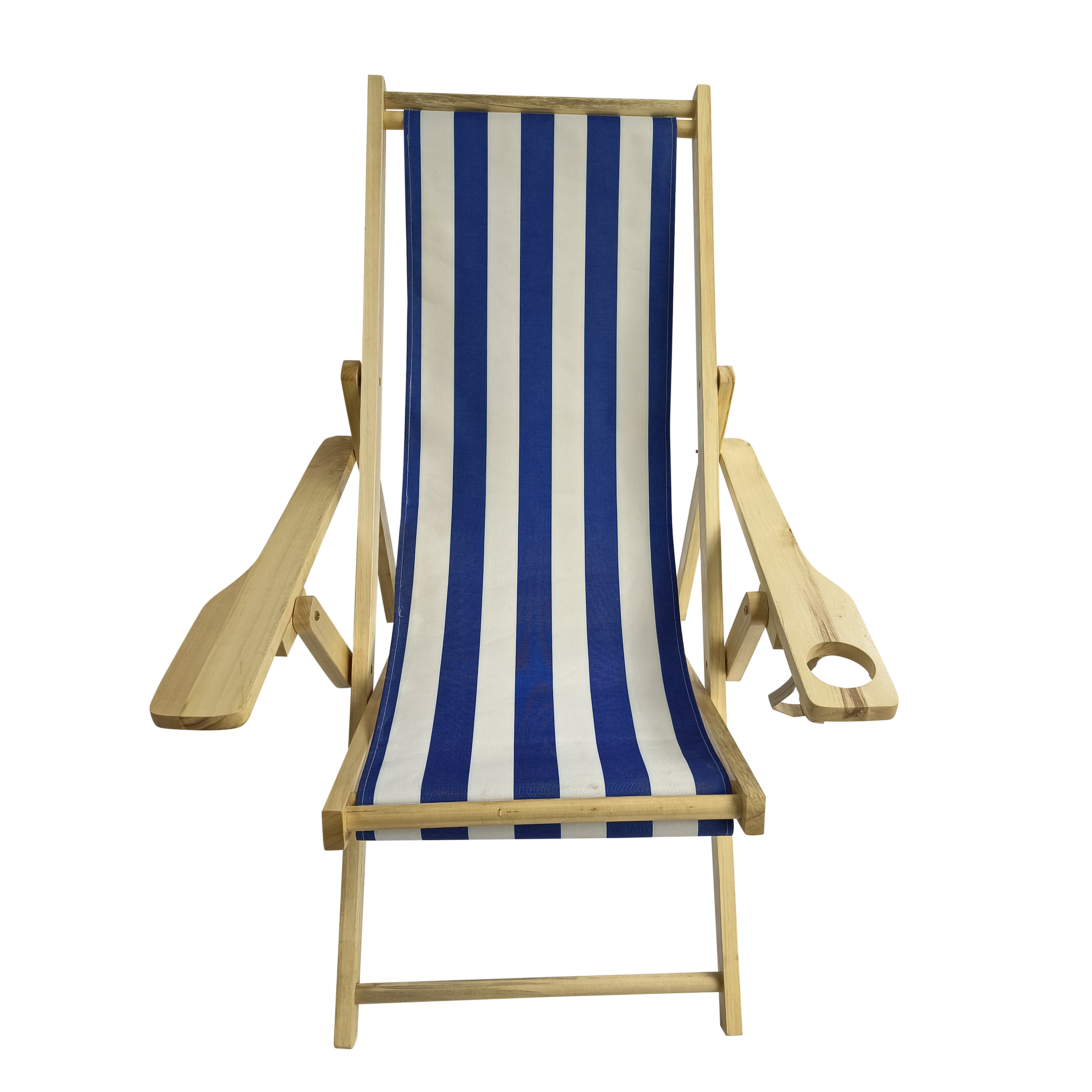 Outdoor Poplar Hanging Chair  Wide Blue Stripes armrest with cup holder (Color: Dark Blue)