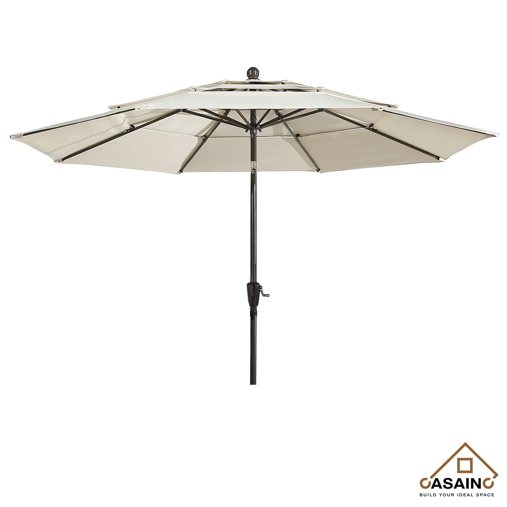 10 FT 3-Layer Aluminum Market Solar Tilt Patio Umbrella