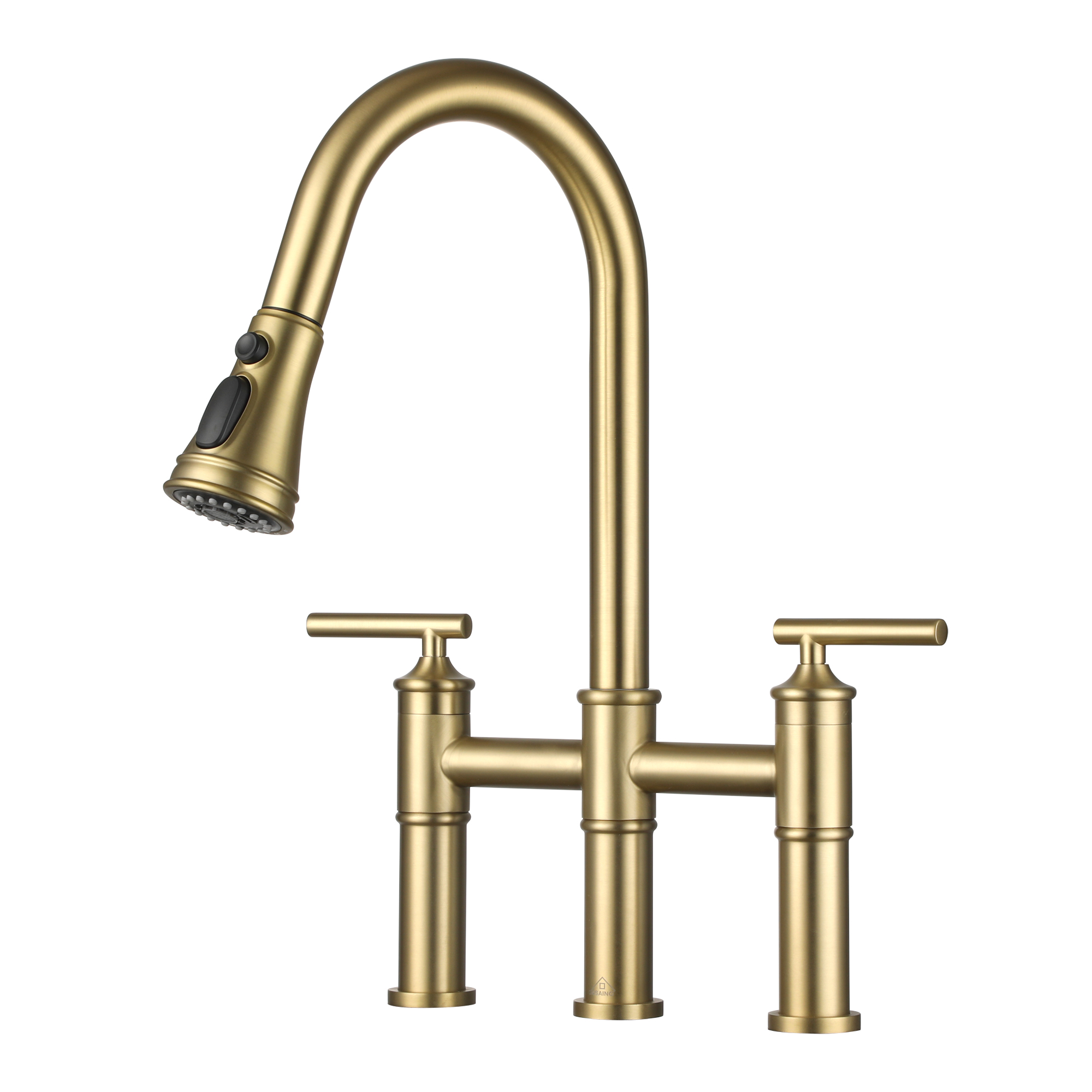 Bridge Pull-Down Kitchen Faucet in Matte Black/Brushed Nickel/Brushed Gold Two Handle Kitchen Faucets
