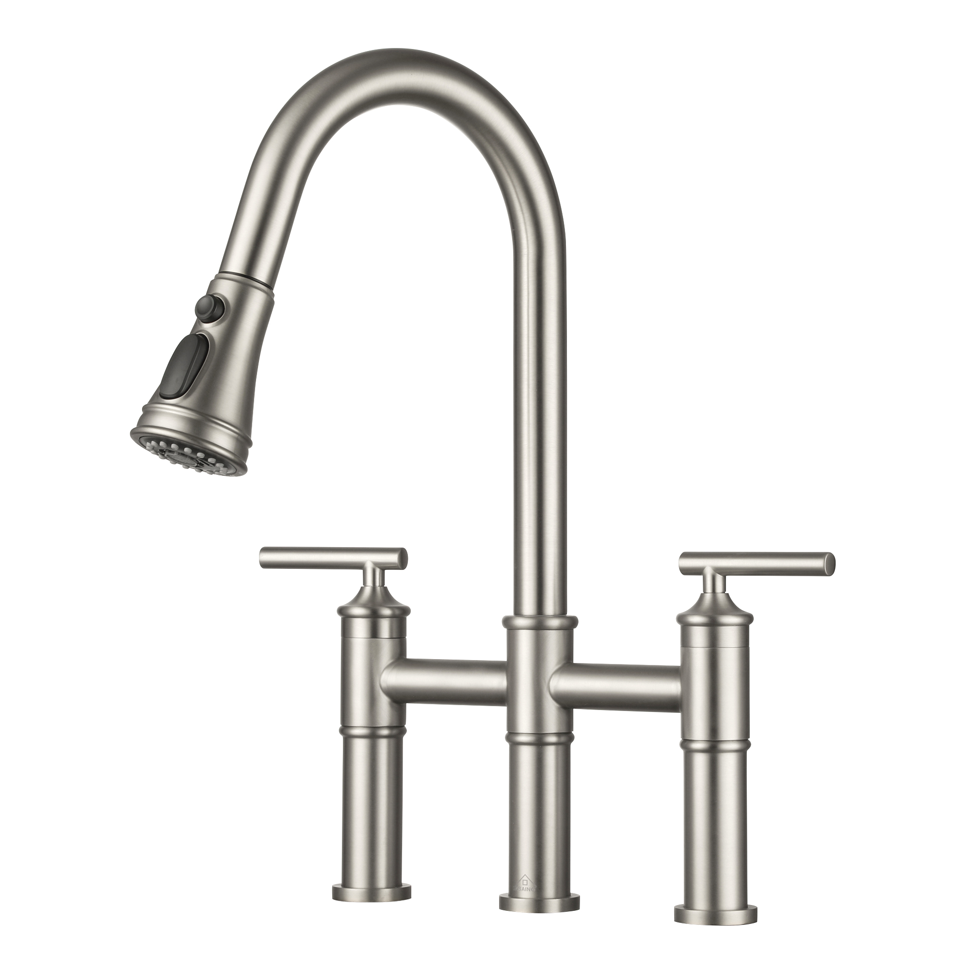 Pull-Down Bridge Kitchen Faucet in Matte Black/Brushed Nickel/Brushed Gold