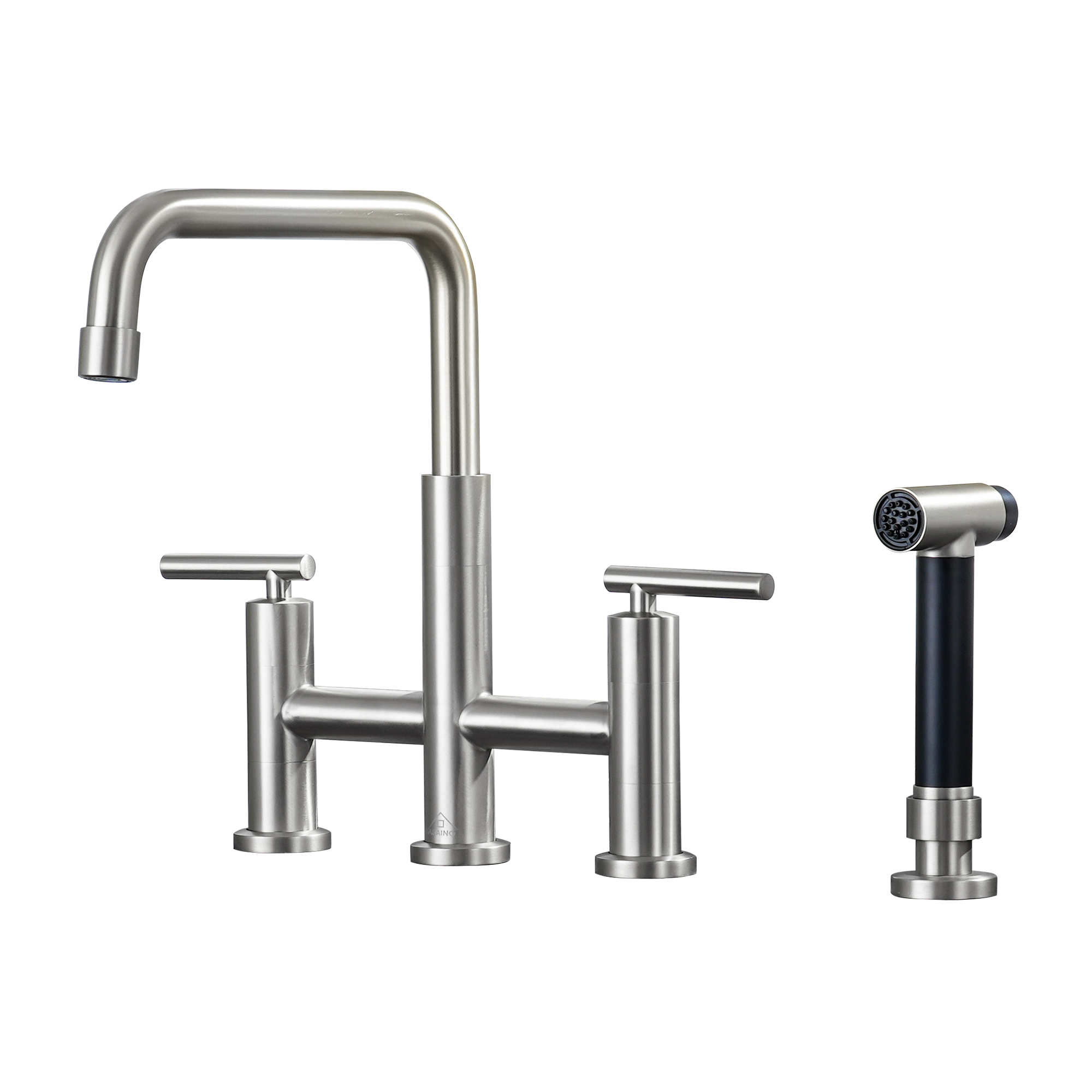 2-Handle Bridge Kitchen Faucet with Metal Side Sprayer in Oil Rubbed Bronze 2-Handle Bridge Kitchen Faucet with Metal Side Sprayer in Oil Rubbed Bronze