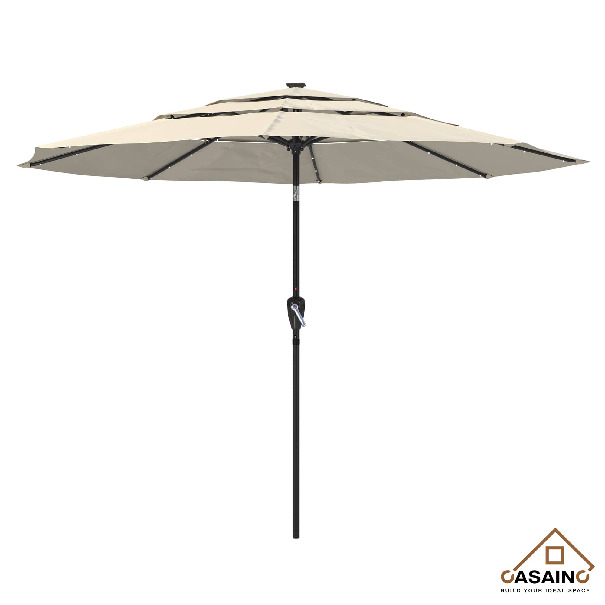 11 ft.3-Layer Aluminum Market Solar Tilt Patio Umbrella with 24-LED Light