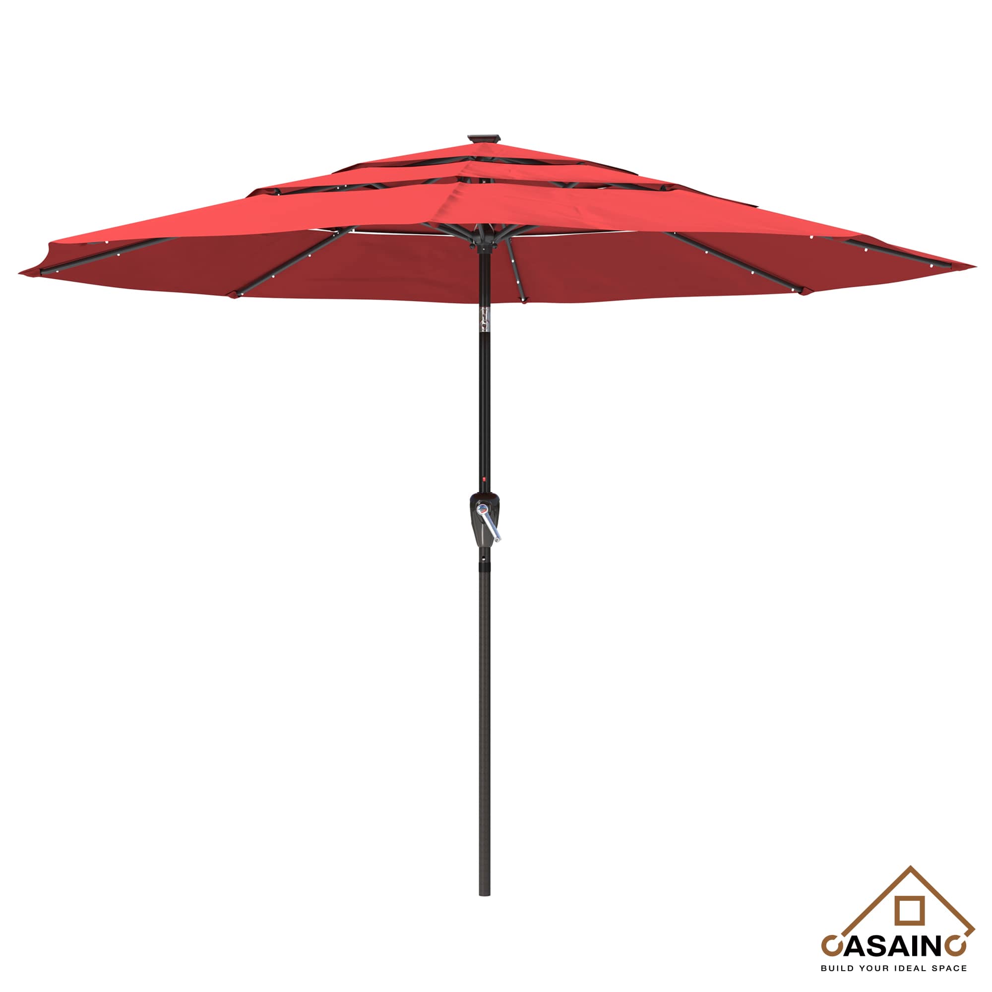 11 ft.3-Layer Aluminum Market Solar Tilt Patio Umbrella with 24-LED Light