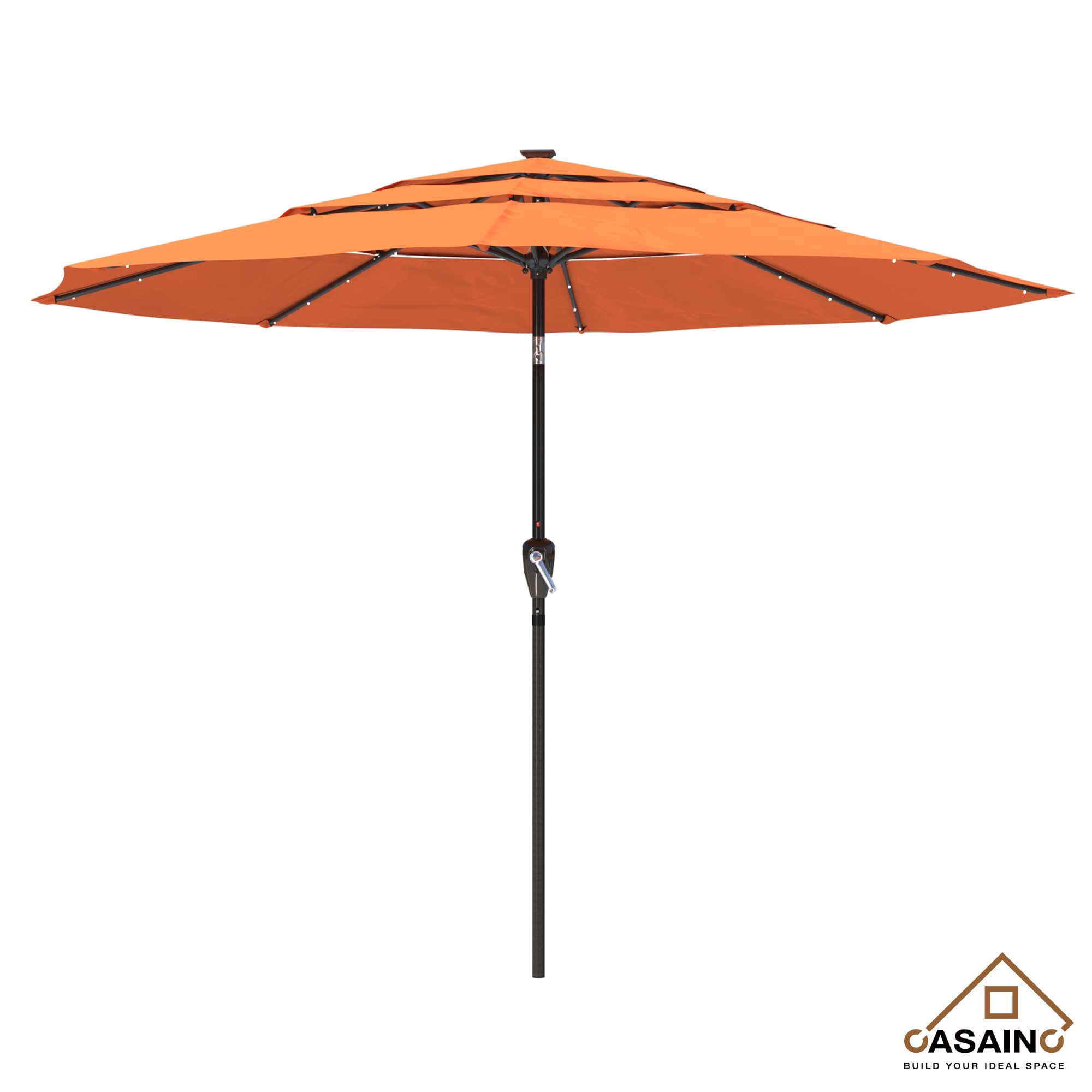 11 ft.3-Layer Aluminum Market Solar Tilt Patio Umbrella with 24-LED Light