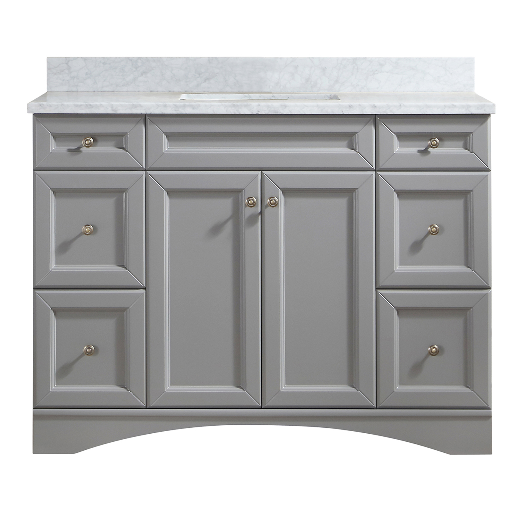 CASAINC Bathroom Vanity 48 x 22 x 35.4with 1.2" Thickness Countertop & Backsplash, Left Rectangular Sink, 2 Soft Closing Doors, 6 Dove Tail Drawer Construction, Soft Close Drawer Hinges, Gray, White (With Mirror)